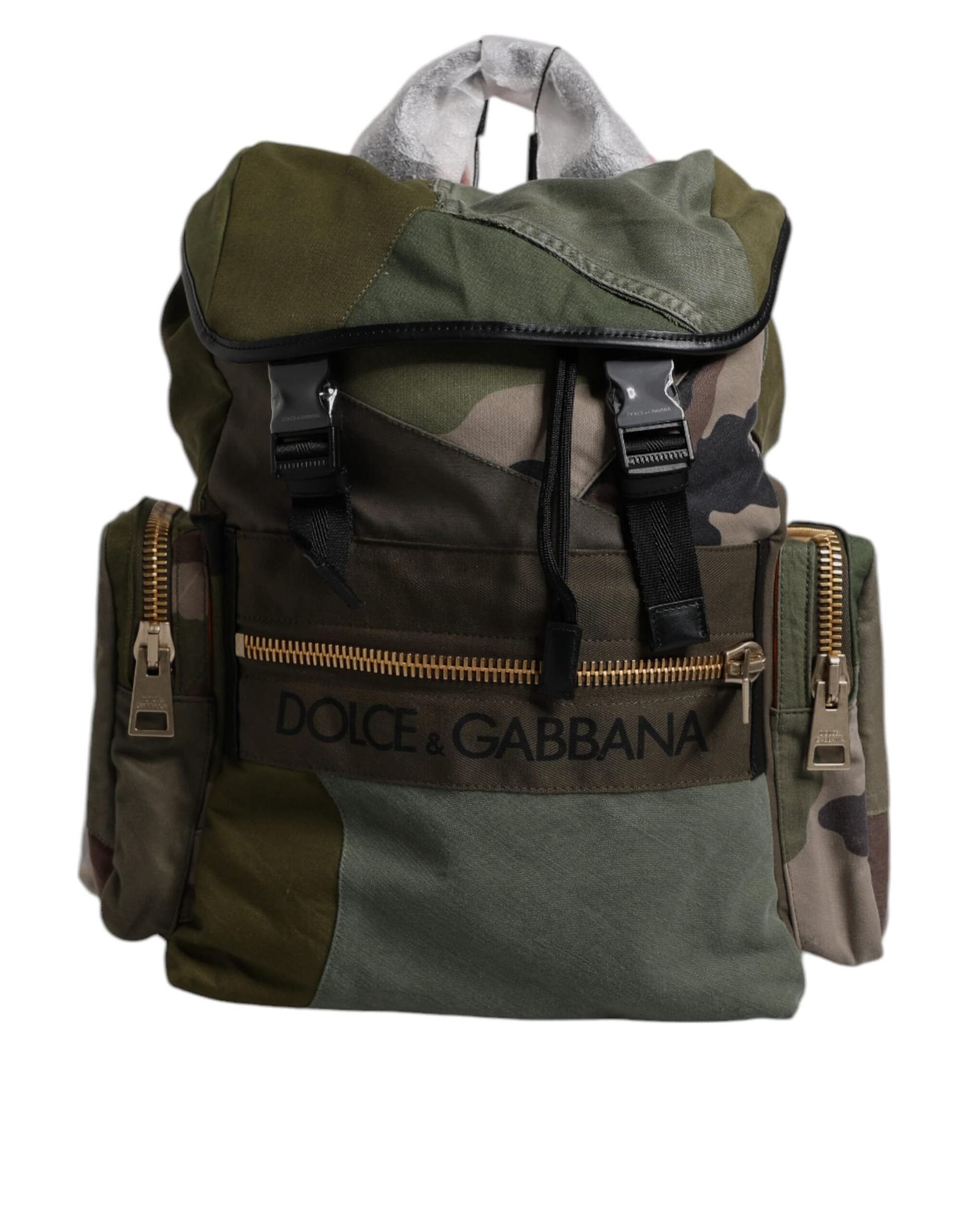 Dolce & Gabbana Military Green Patchwork Travel Backpack Bag - Image 6