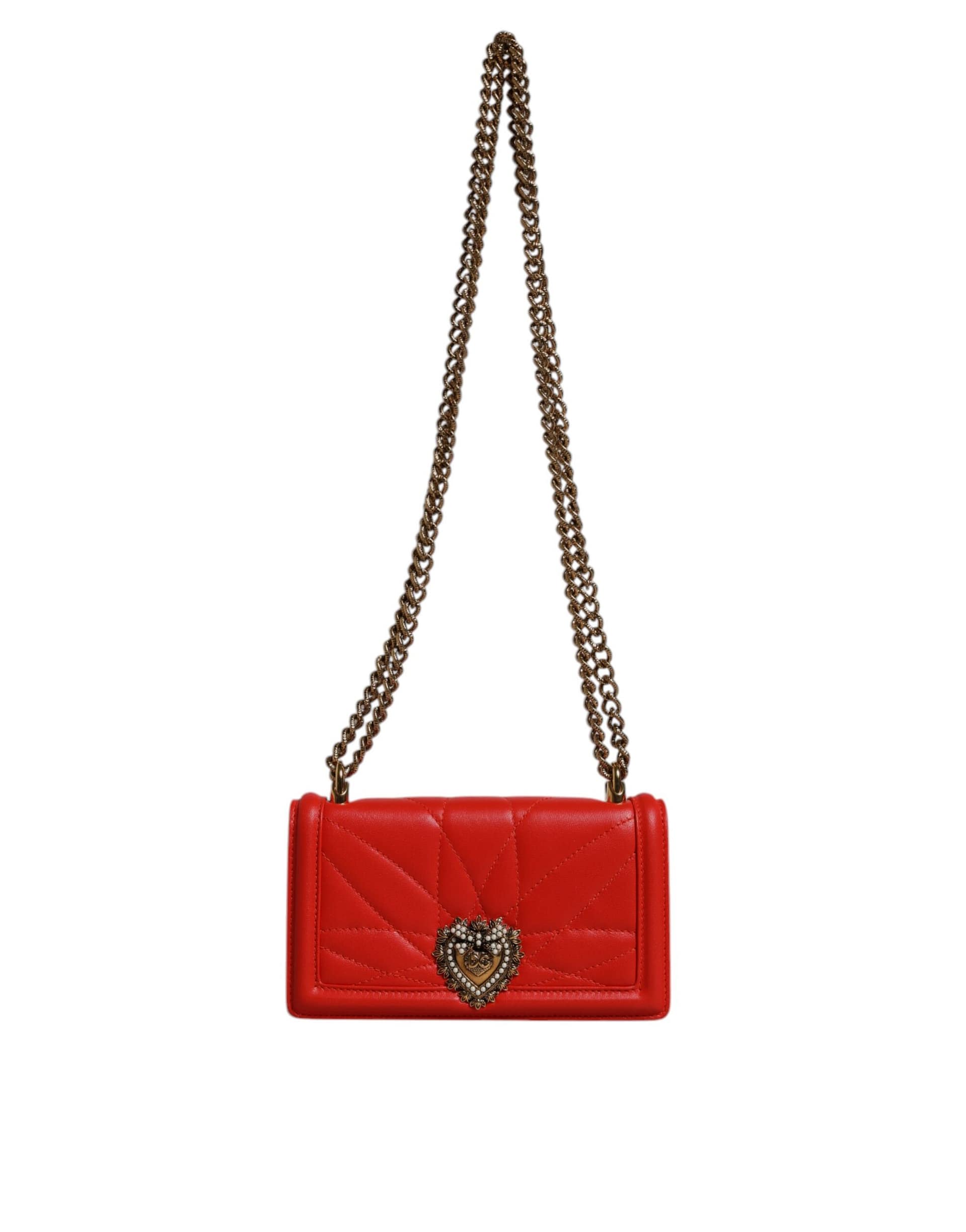 Dolce & Gabbana Red Quilted Devotion Crossbody Chain Phone Cover Bag - Image 2