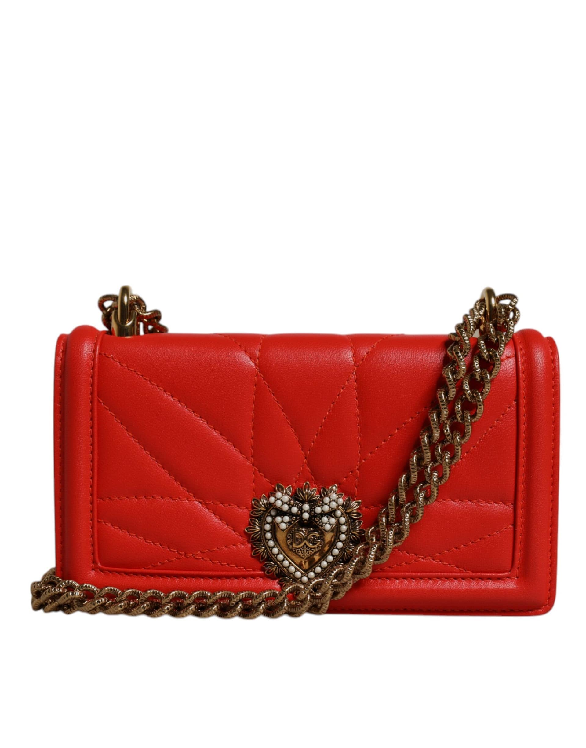 Dolce & Gabbana Red Quilted Devotion Crossbody Chain Phone Cover Bag - Image 3