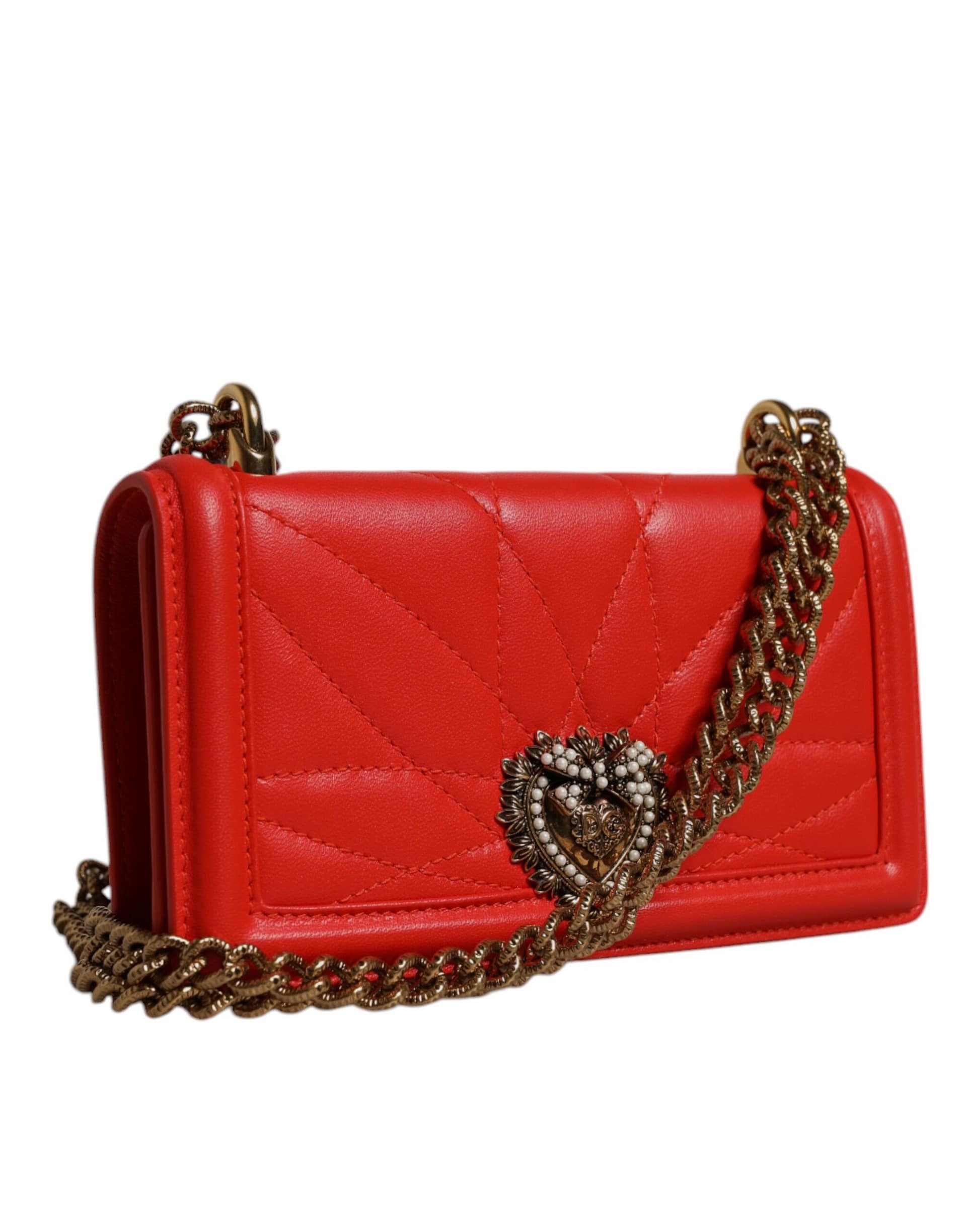 Dolce & Gabbana Red Quilted Devotion Crossbody Chain Phone Cover Bag - Image 4