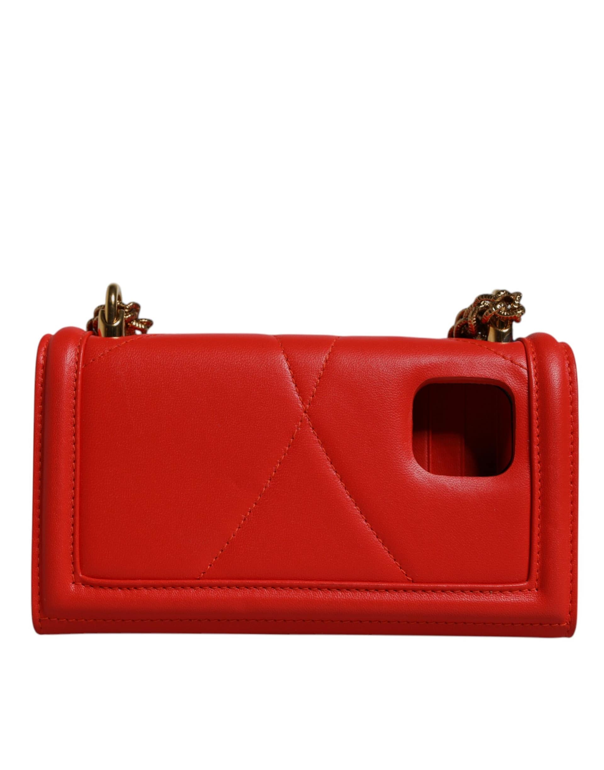 Dolce & Gabbana Red Quilted Devotion Crossbody Chain Phone Cover Bag - Image 5