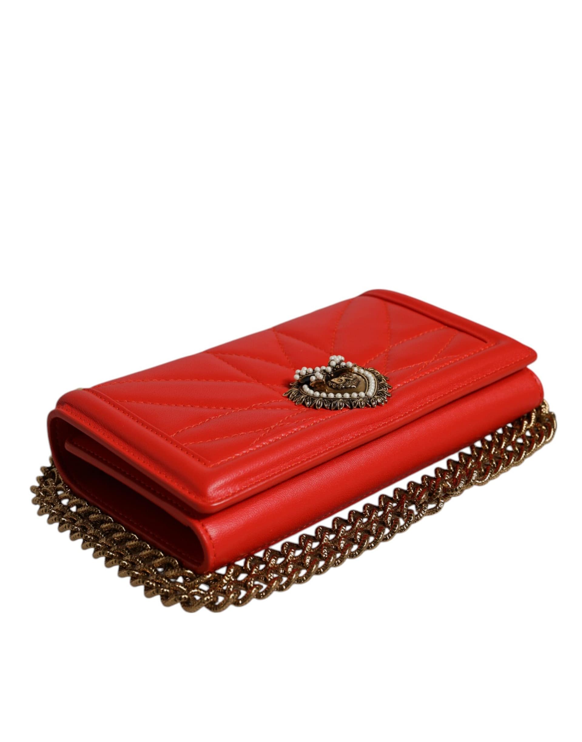 Dolce & Gabbana Red Quilted Devotion Crossbody Chain Phone Cover Bag - Image 6