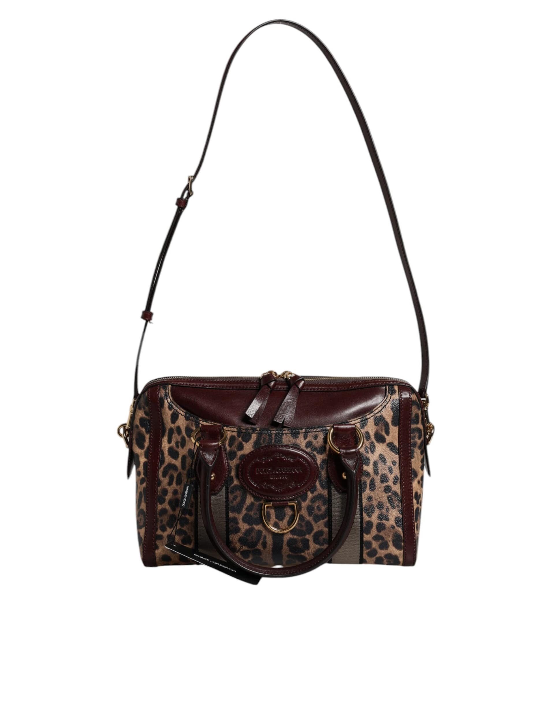 Dolce & Gabbana Brown Leopard Leather Shoulder Strap Duffle Bag - Image 2