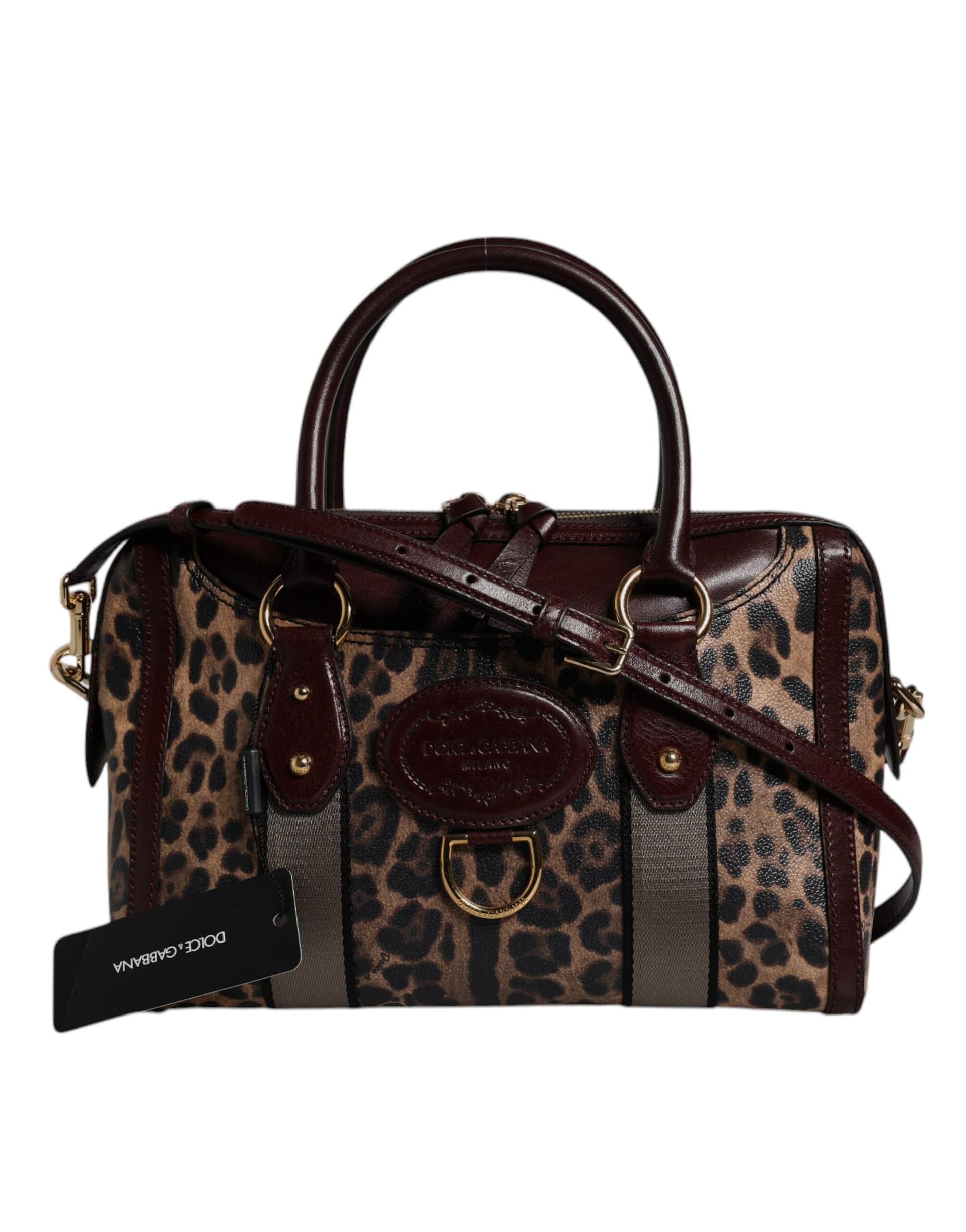 Dolce & Gabbana Brown Leopard Leather Shoulder Strap Duffle Bag - Image 3