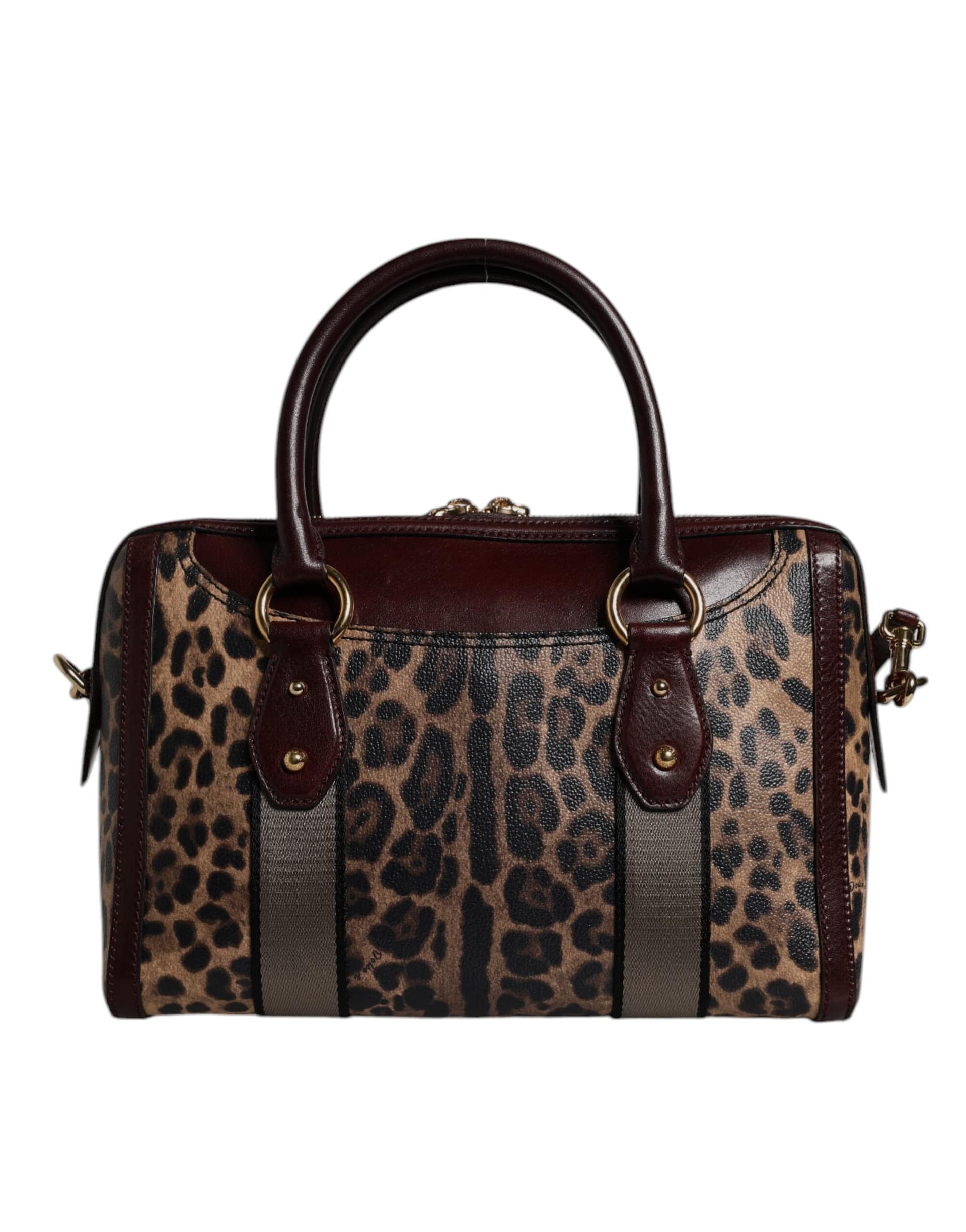 Dolce & Gabbana Brown Leopard Leather Shoulder Strap Duffle Bag - Image 5