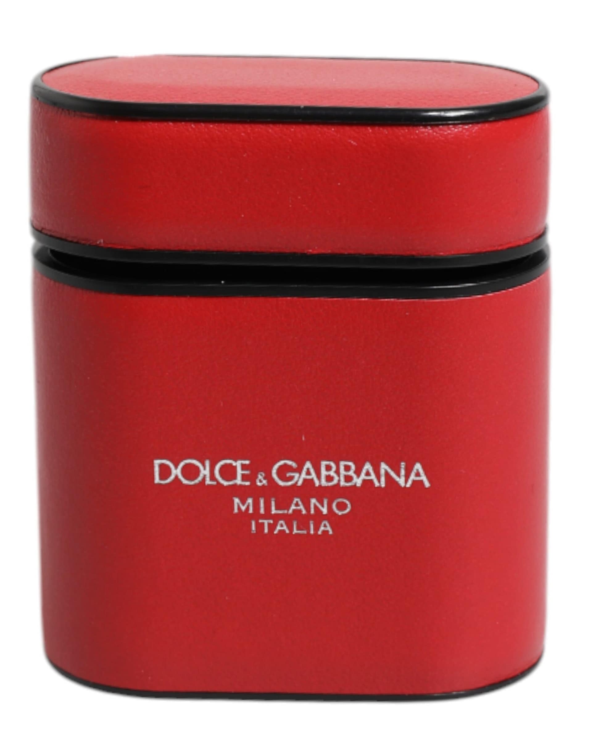 Dolce & Gabbana Red Calfskin Leather Logo Print Flip Holder Airpods Case - Image 2