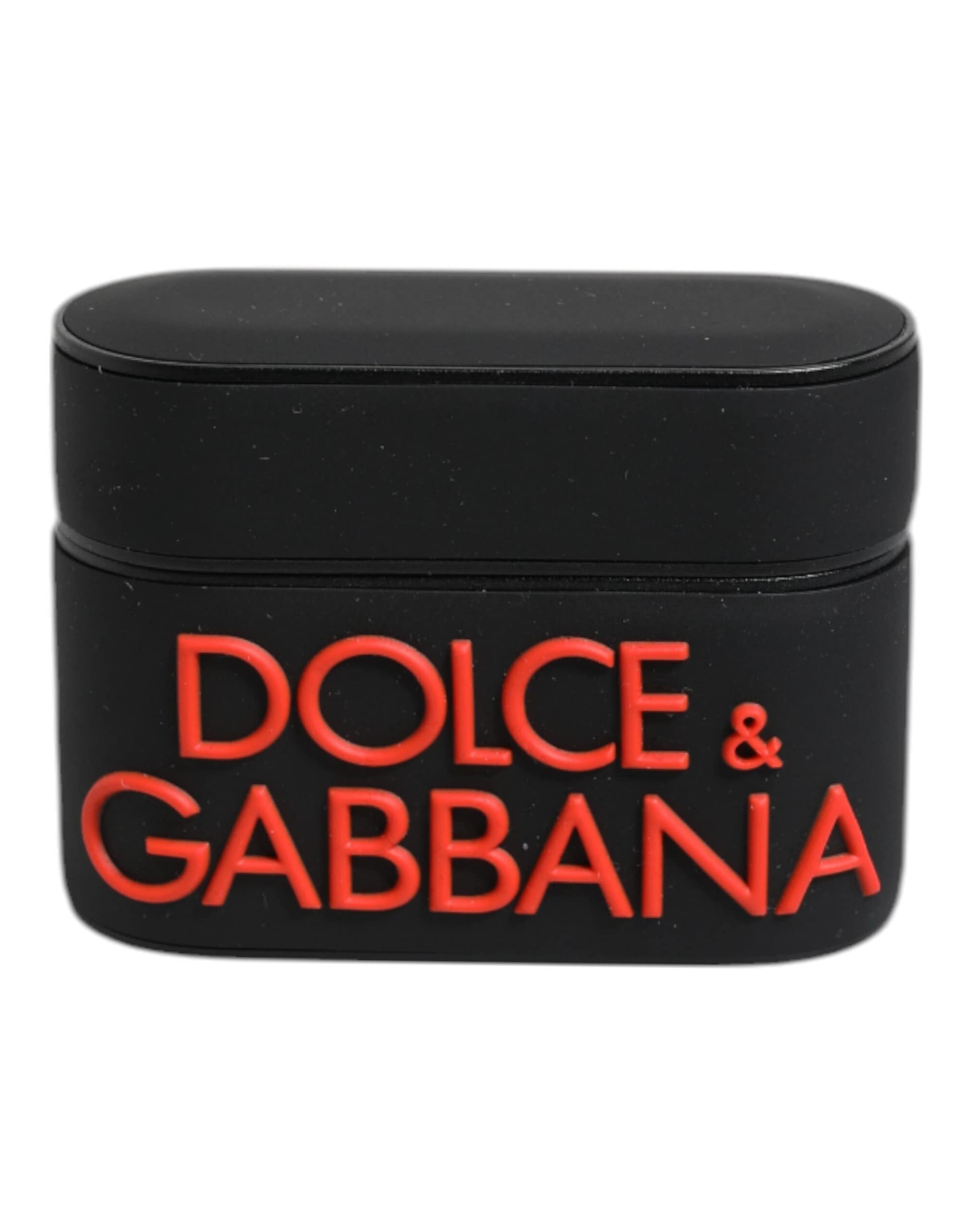 Dolce & Gabbana Black Orange Silicone Embossed Logo Airpods Case - Image 2