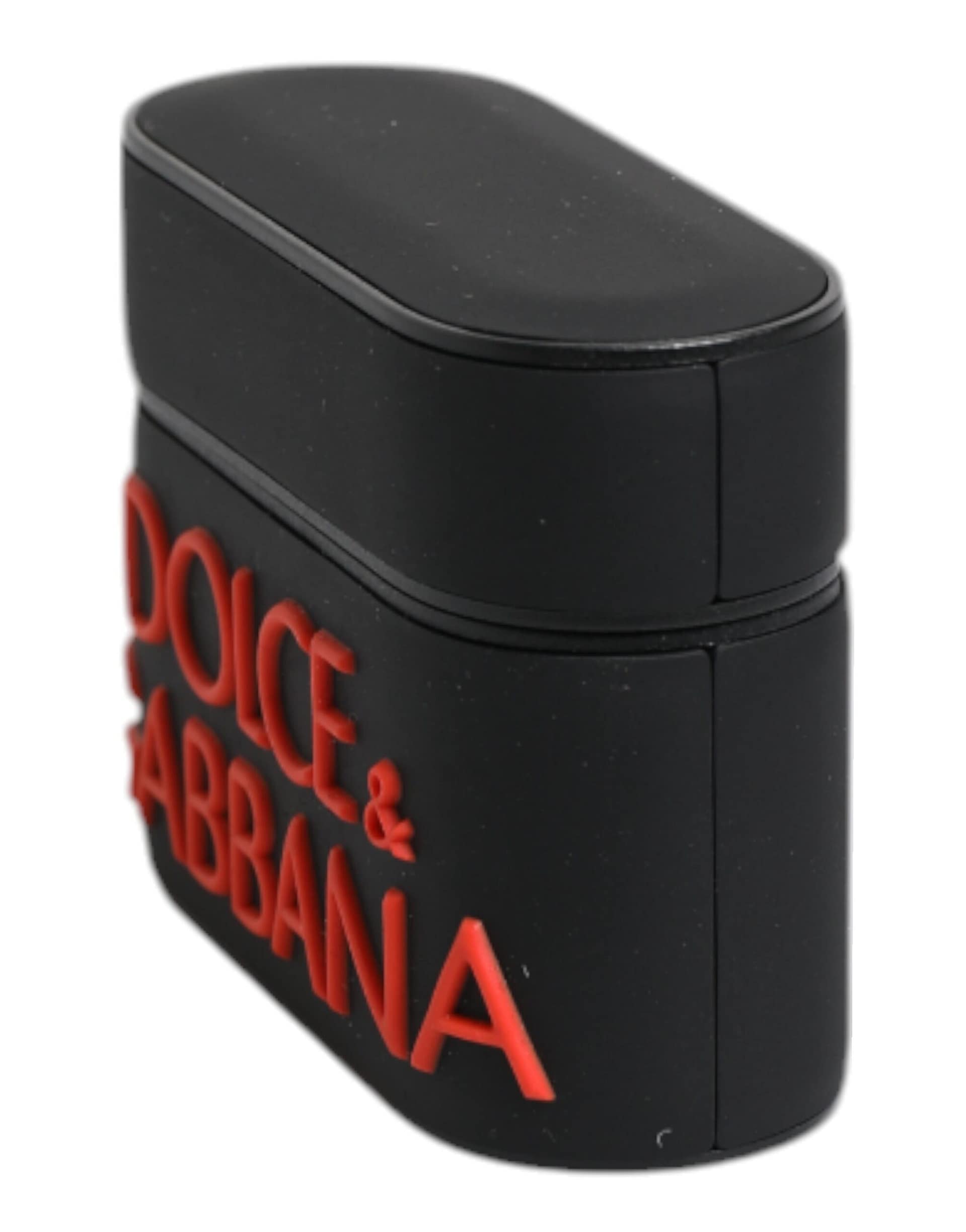 Dolce & Gabbana Black Orange Silicone Embossed Logo Airpods Case - Image 3