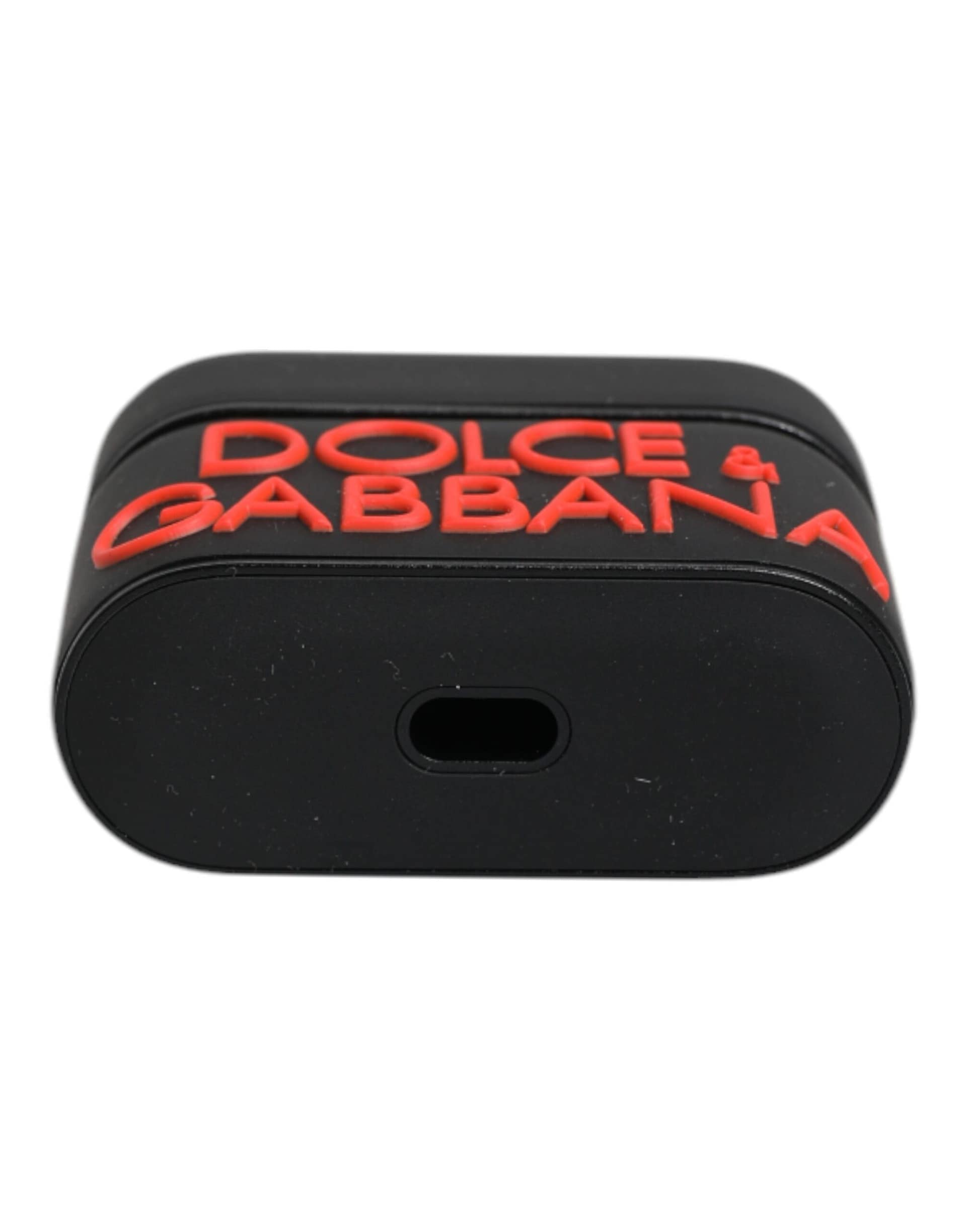 Dolce & Gabbana Black Orange Silicone Embossed Logo Airpods Case - Image 5