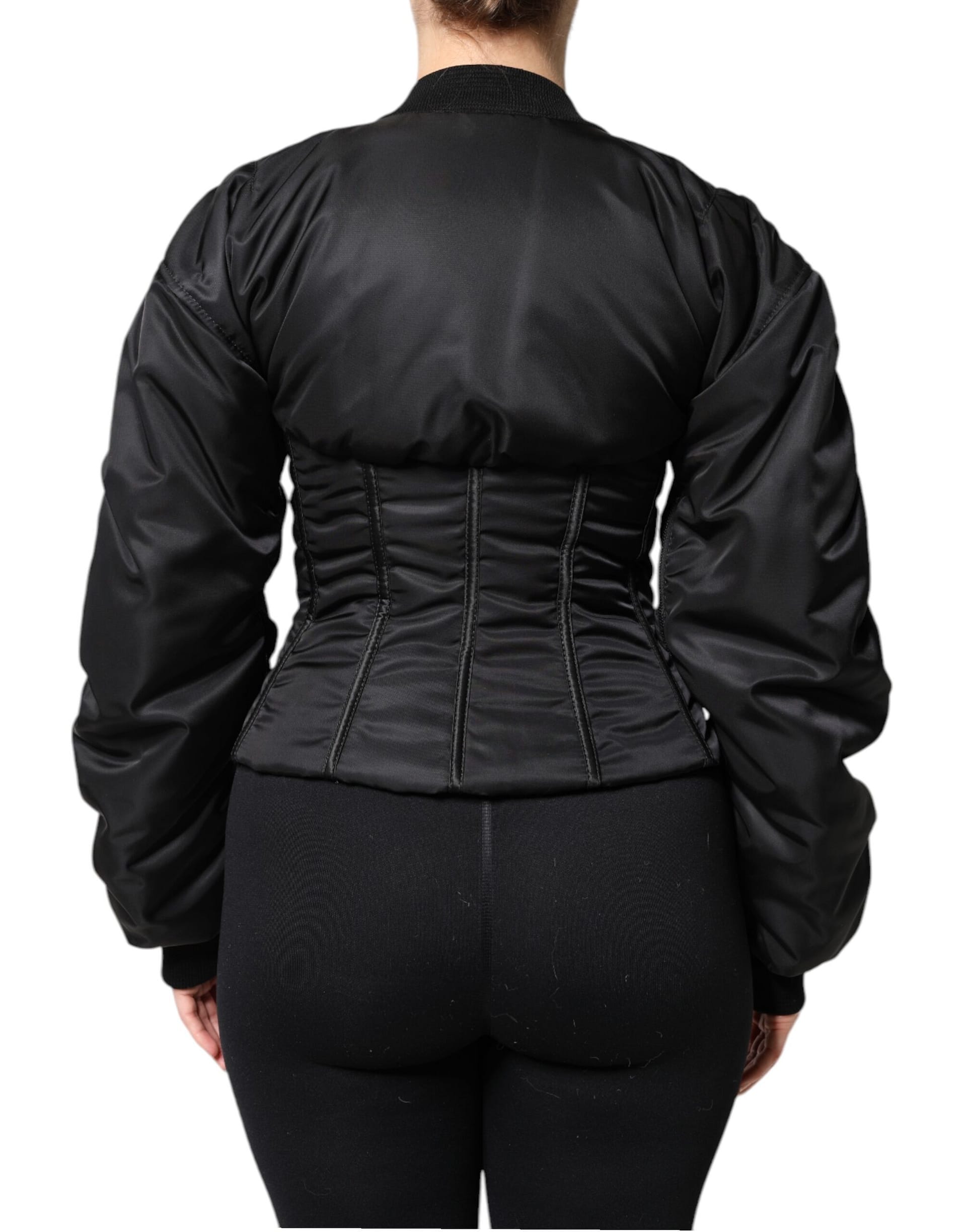 Dolce & Gabbana Black Nylon Full Zip Bustier Corset Jacket - Image 4