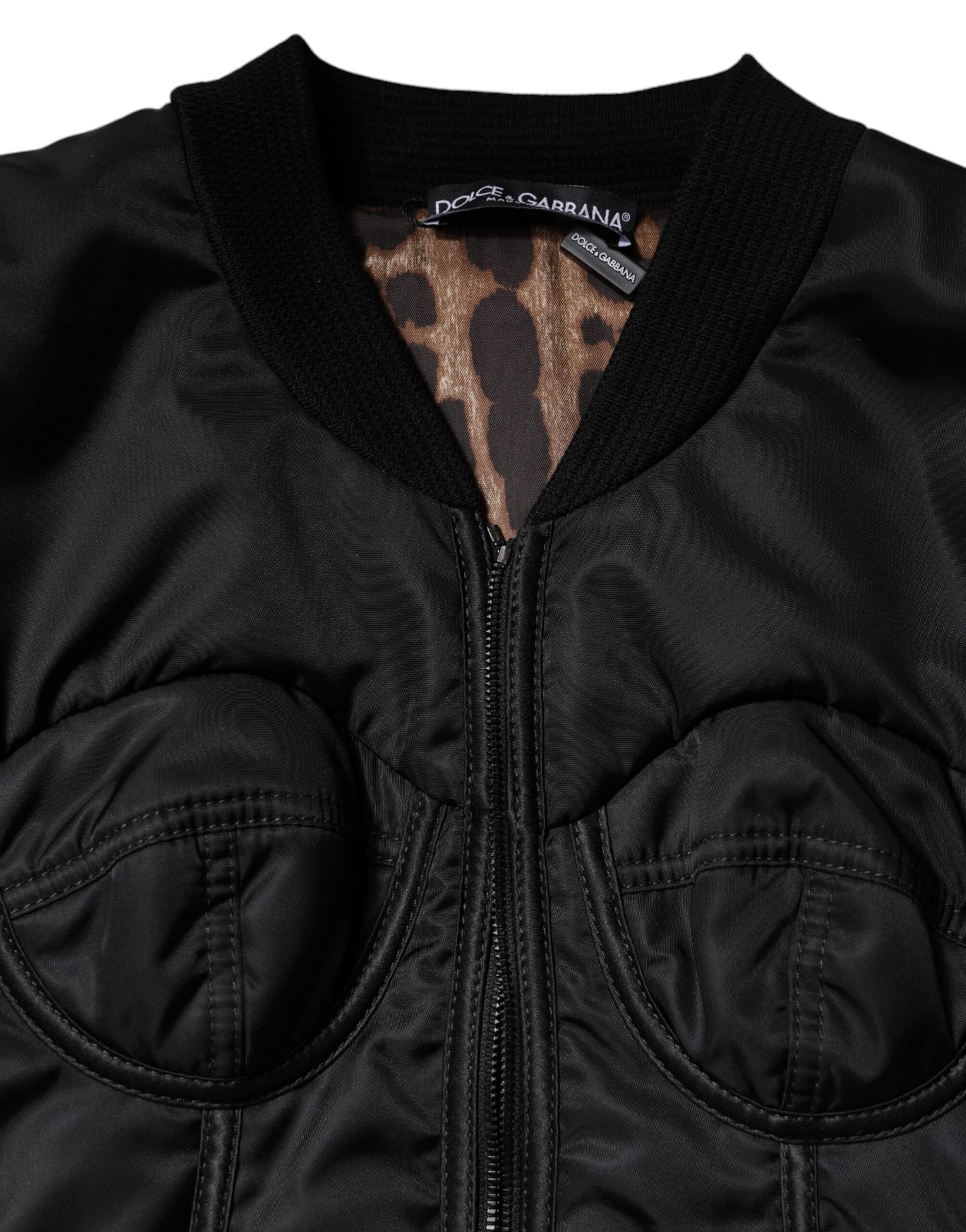 Dolce & Gabbana Black Nylon Full Zip Bustier Corset Jacket - Image 8