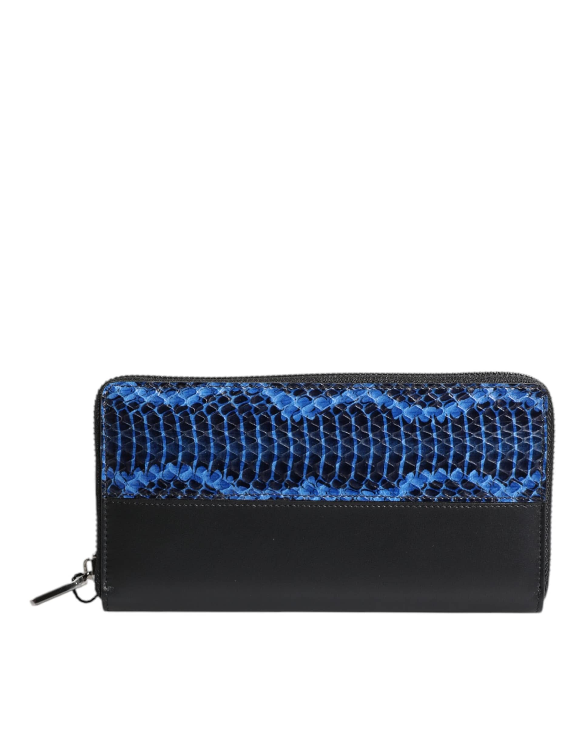 Dolce & Gabbana Black Blue Exotic Leather Embossed Continental Wallet - Image 5