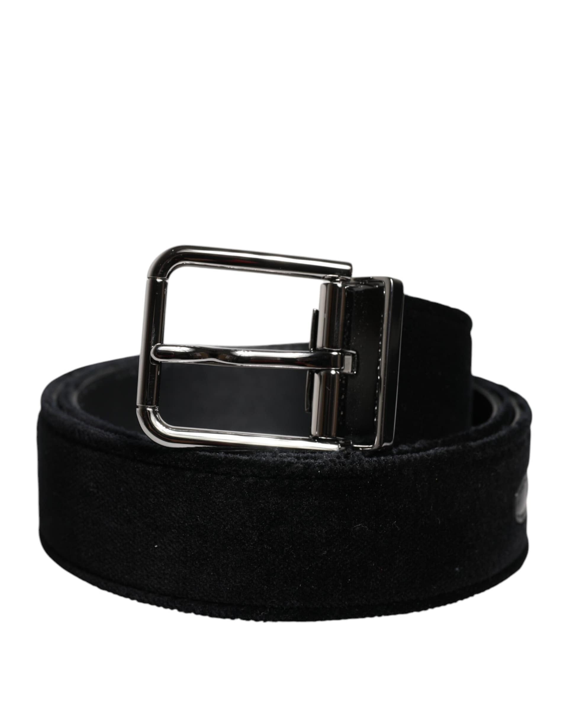 Dolce & Gabbana Black Cotton Silver Tone Metal Buckle Belt - Image 2