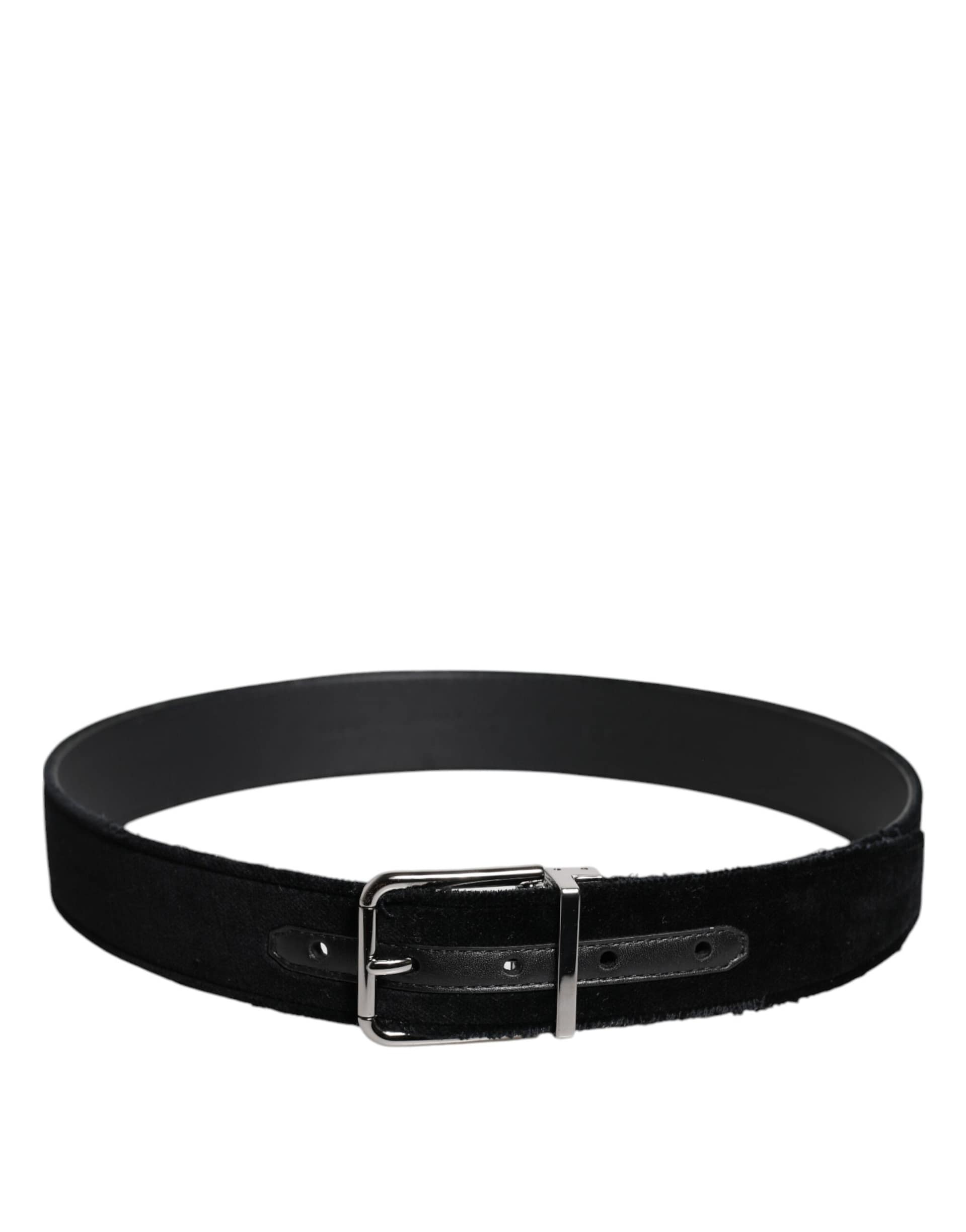 Dolce & Gabbana Black Cotton Silver Tone Metal Buckle Belt - Image 3
