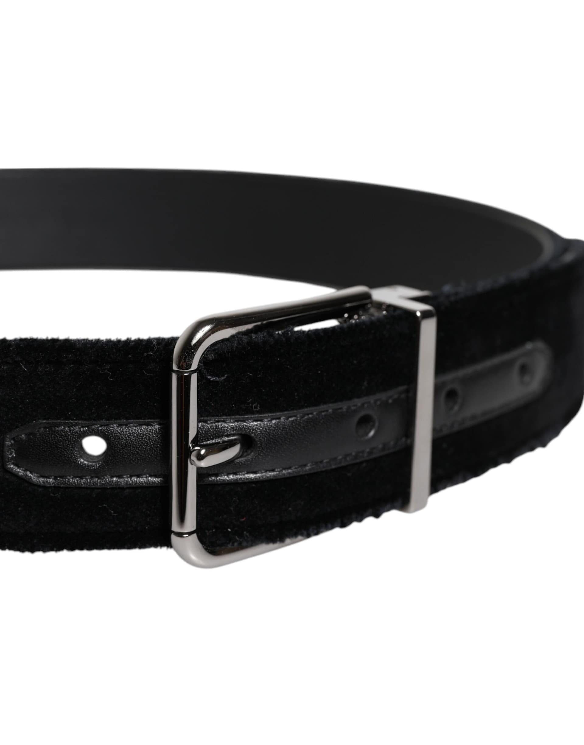 Dolce & Gabbana Black Cotton Silver Tone Metal Buckle Belt - Image 4