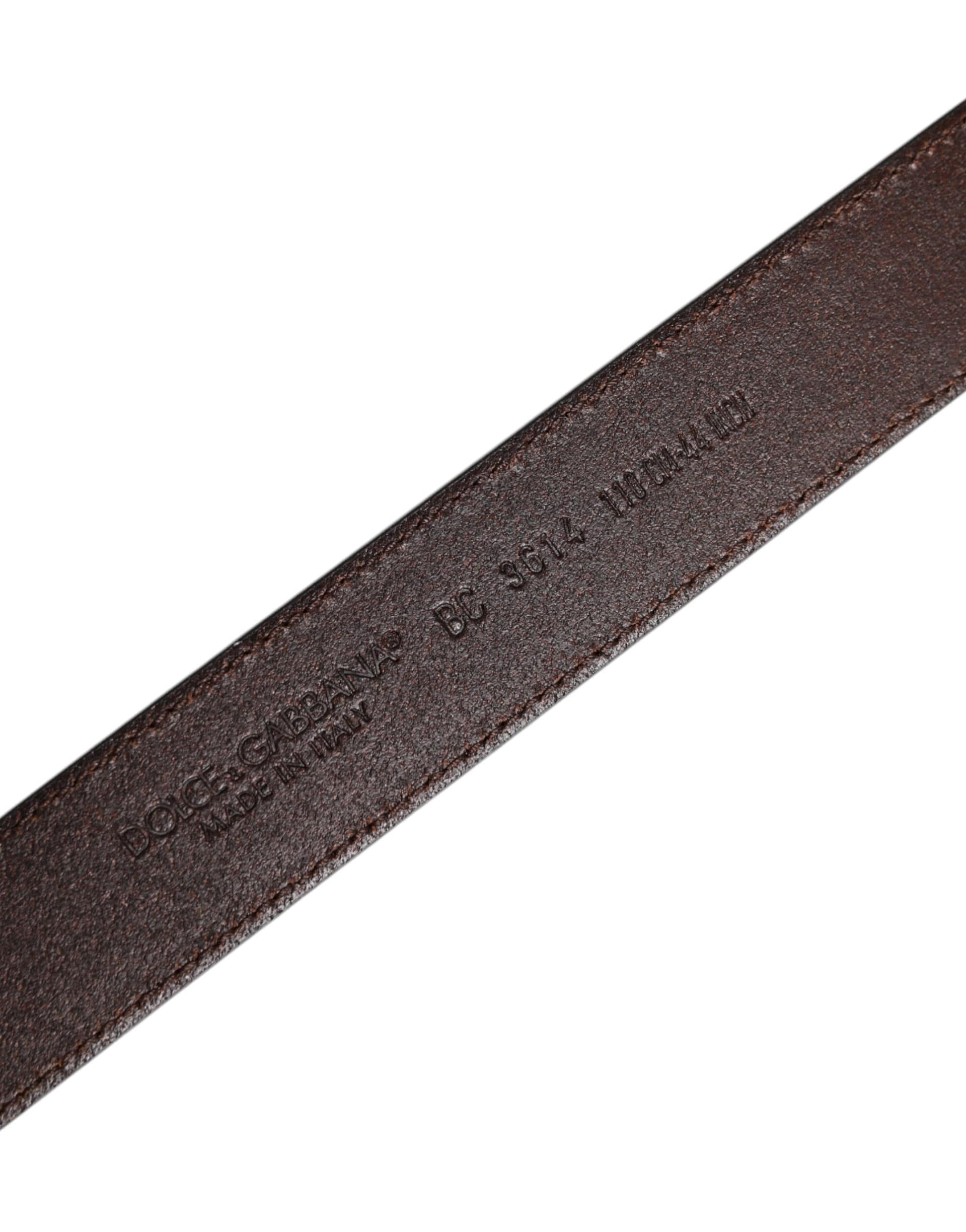 Dolce & Gabbana Brown Leather Silver Metal Buckle Belt - Image 5