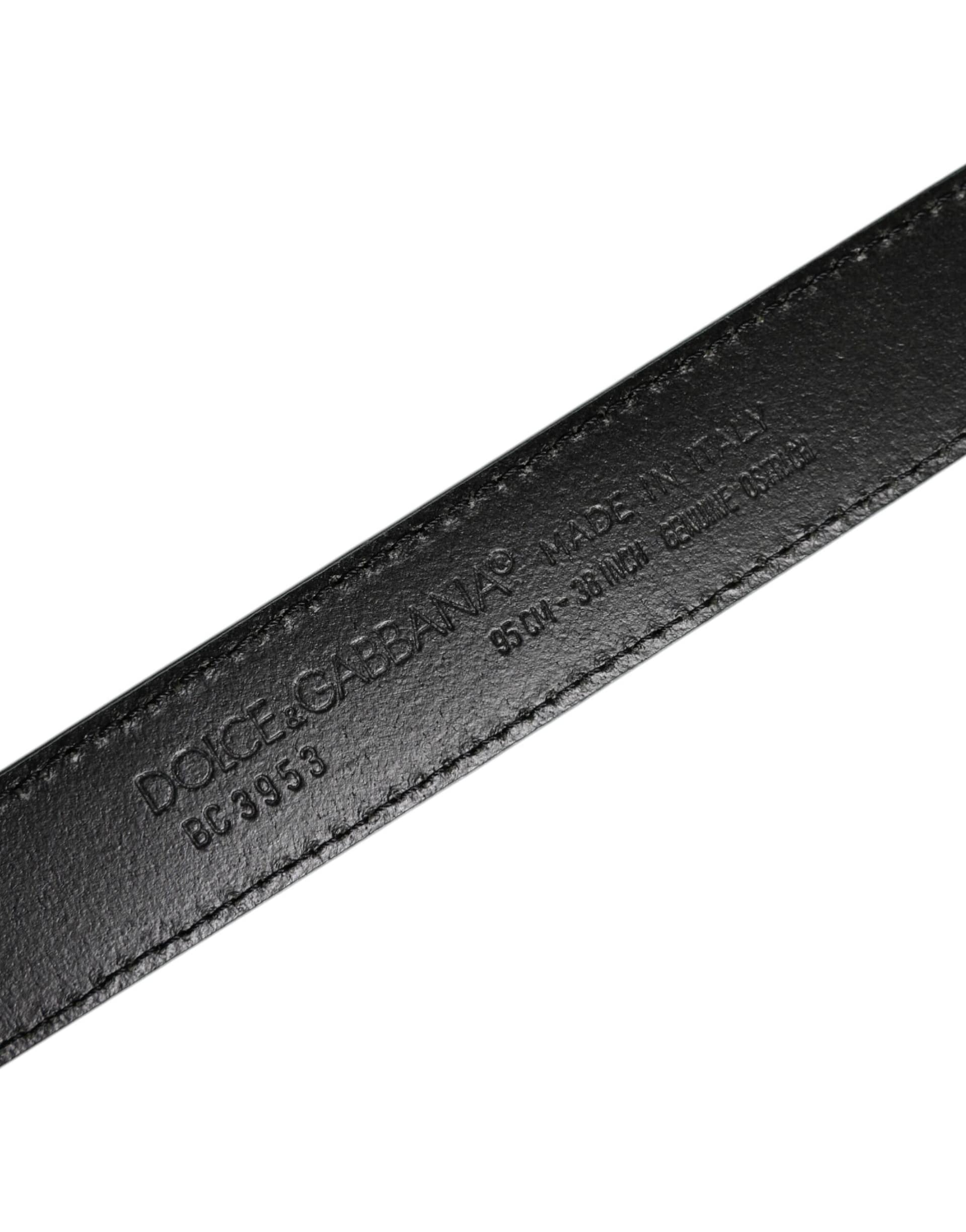 Dolce & Gabbana Green Leather Silver Tone Metal Buckle Belt - Image 5