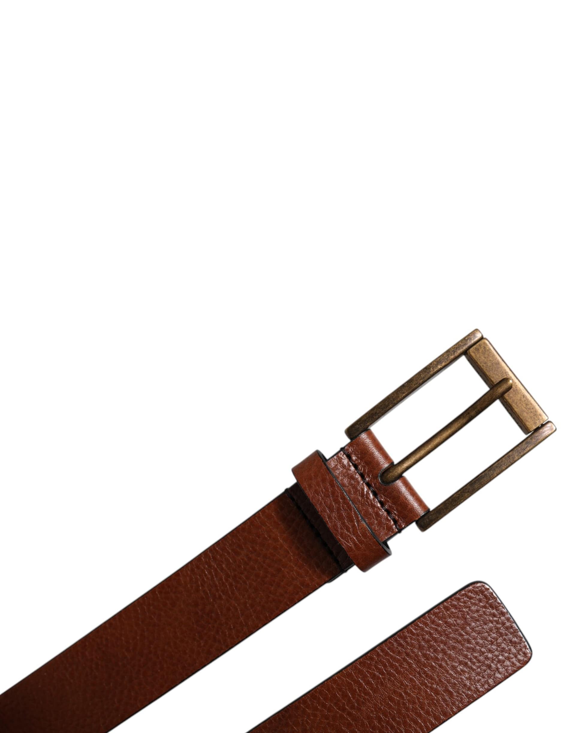 Dolce & Gabbana Brown Calf Leather Classic Metal Buckle Belt - Image 6