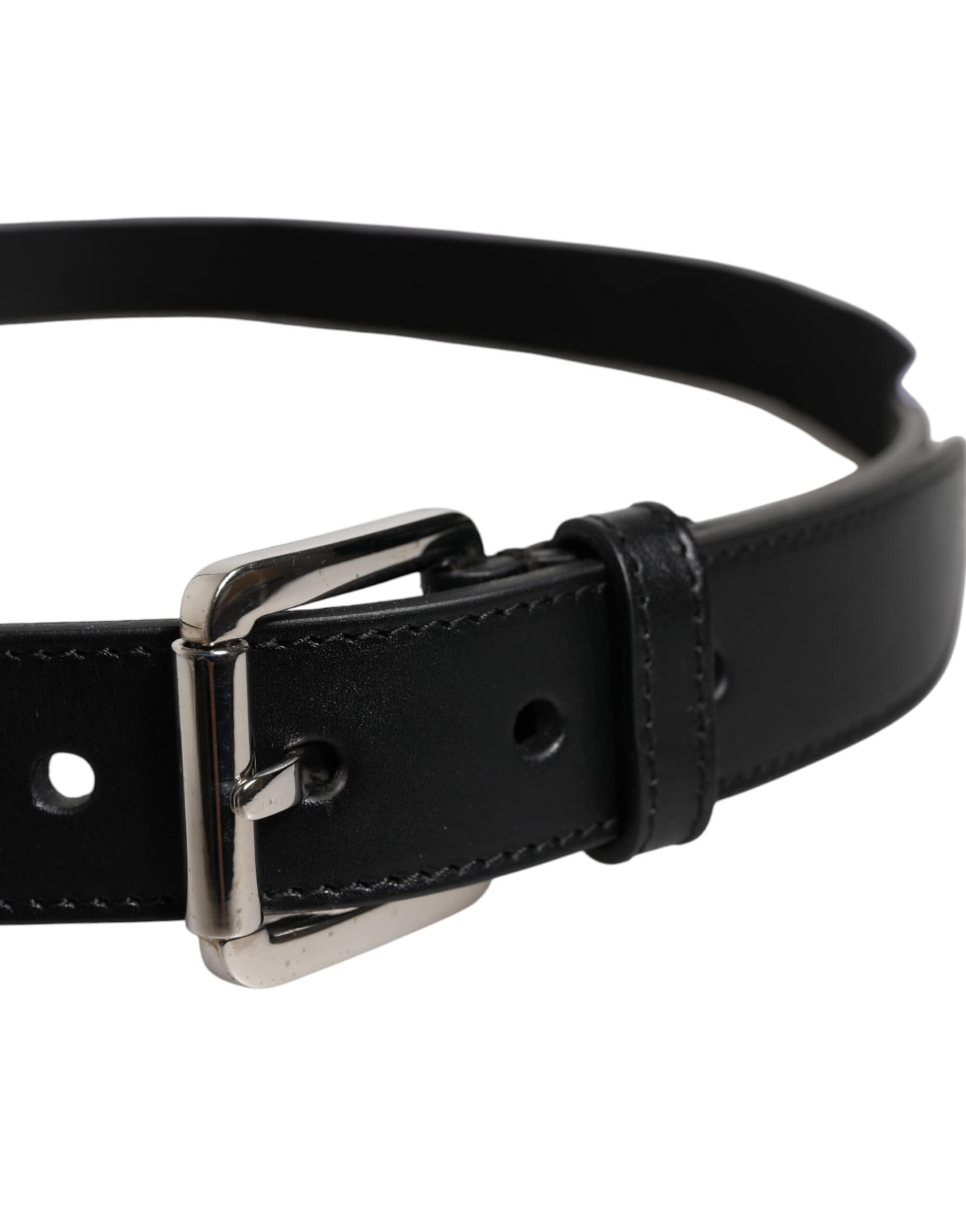 Dolce & Gabbana Black White Printed Metal Logo Buckle Belt - Image 4