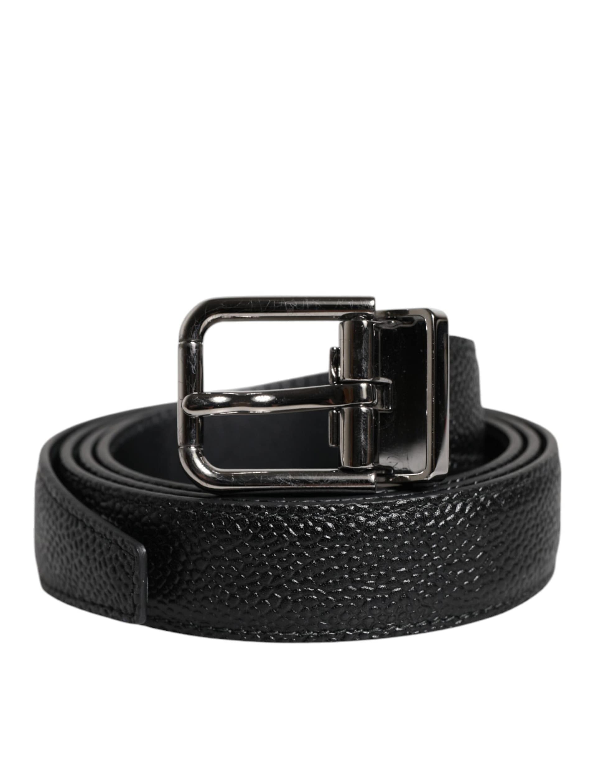 Dolce & Gabbana Black Calf Leather Classic Metal Buckle Belt - Image 2