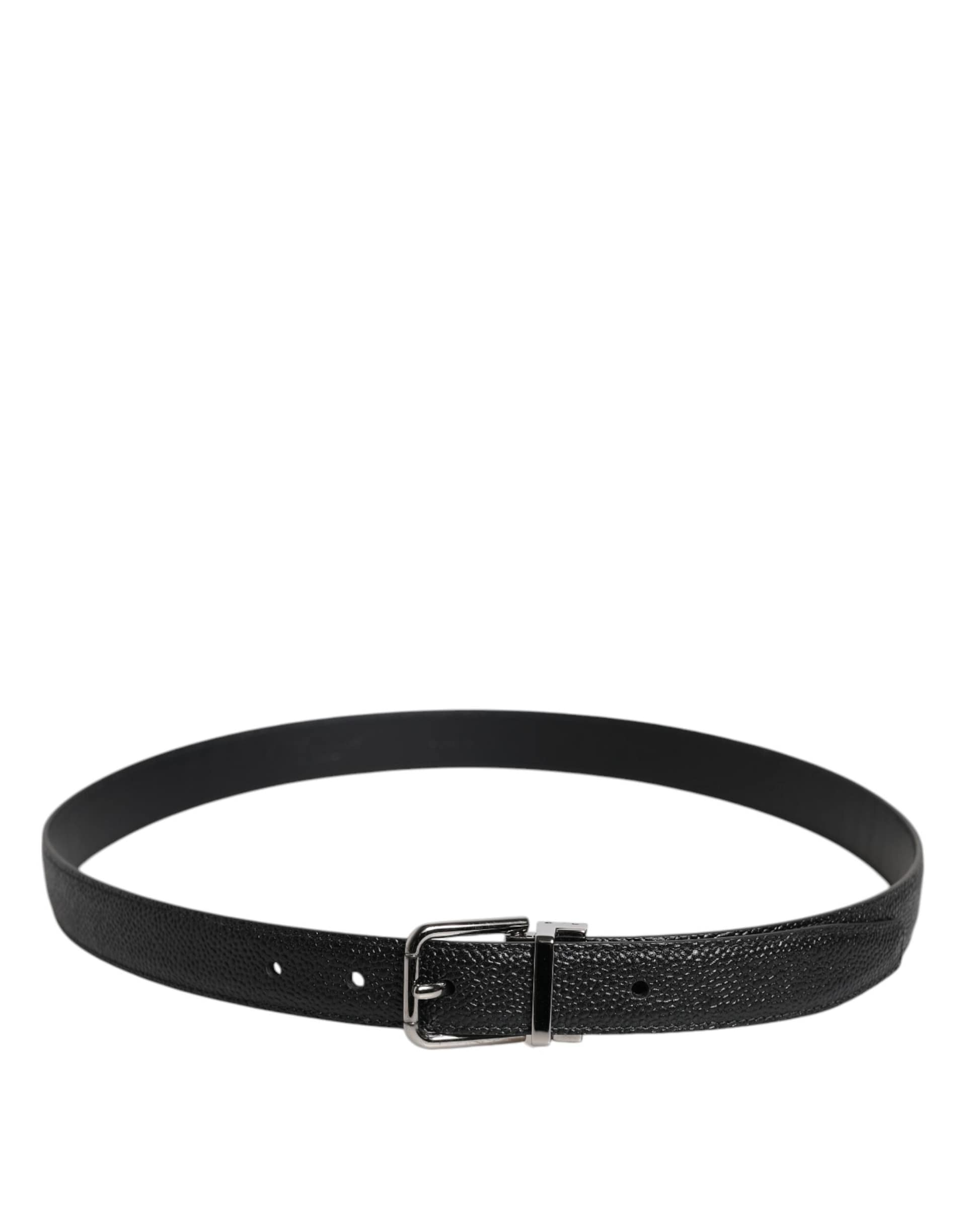 Dolce & Gabbana Black Calf Leather Classic Metal Buckle Belt - Image 3