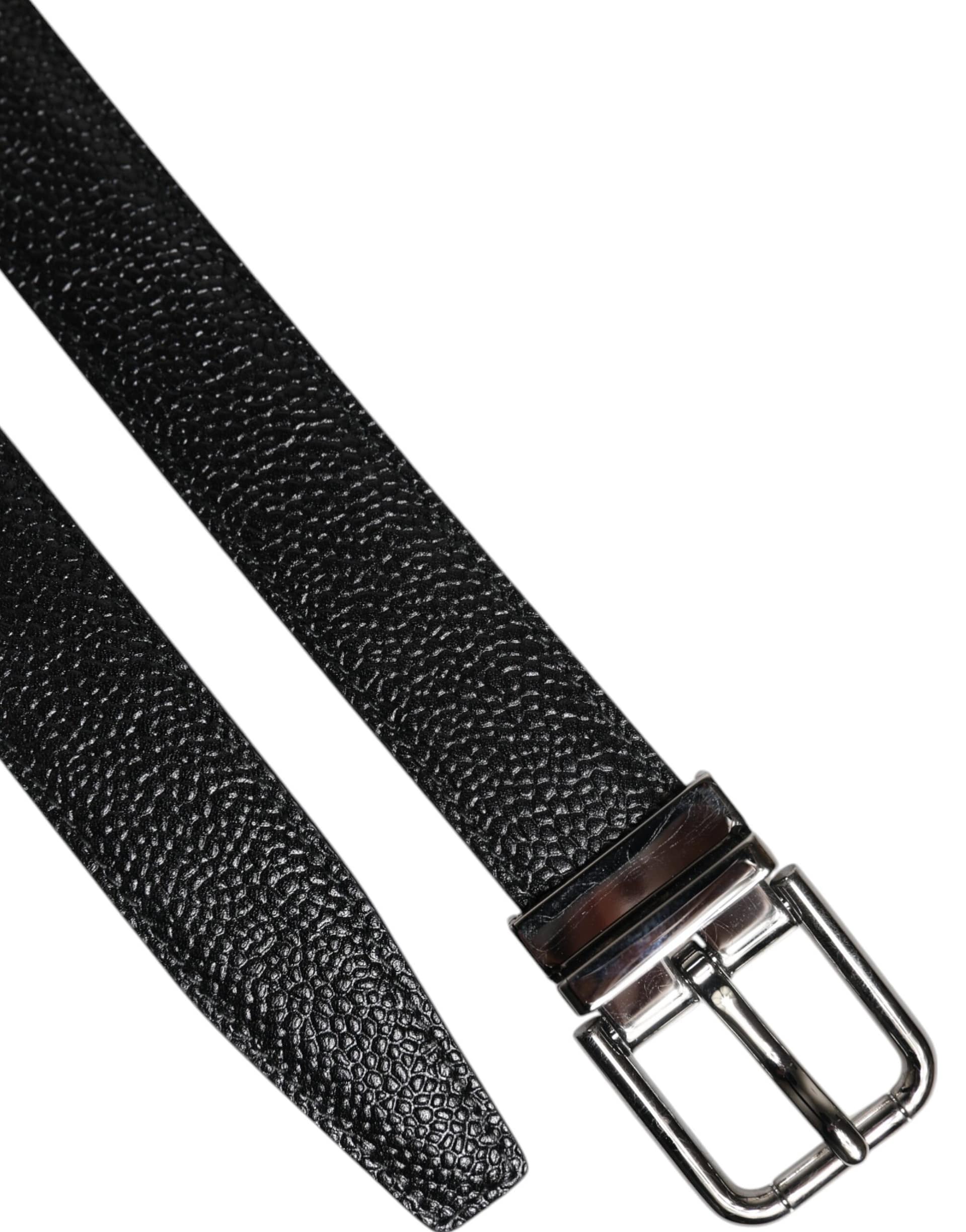 Dolce & Gabbana Black Calf Leather Classic Metal Buckle Belt - Image 6