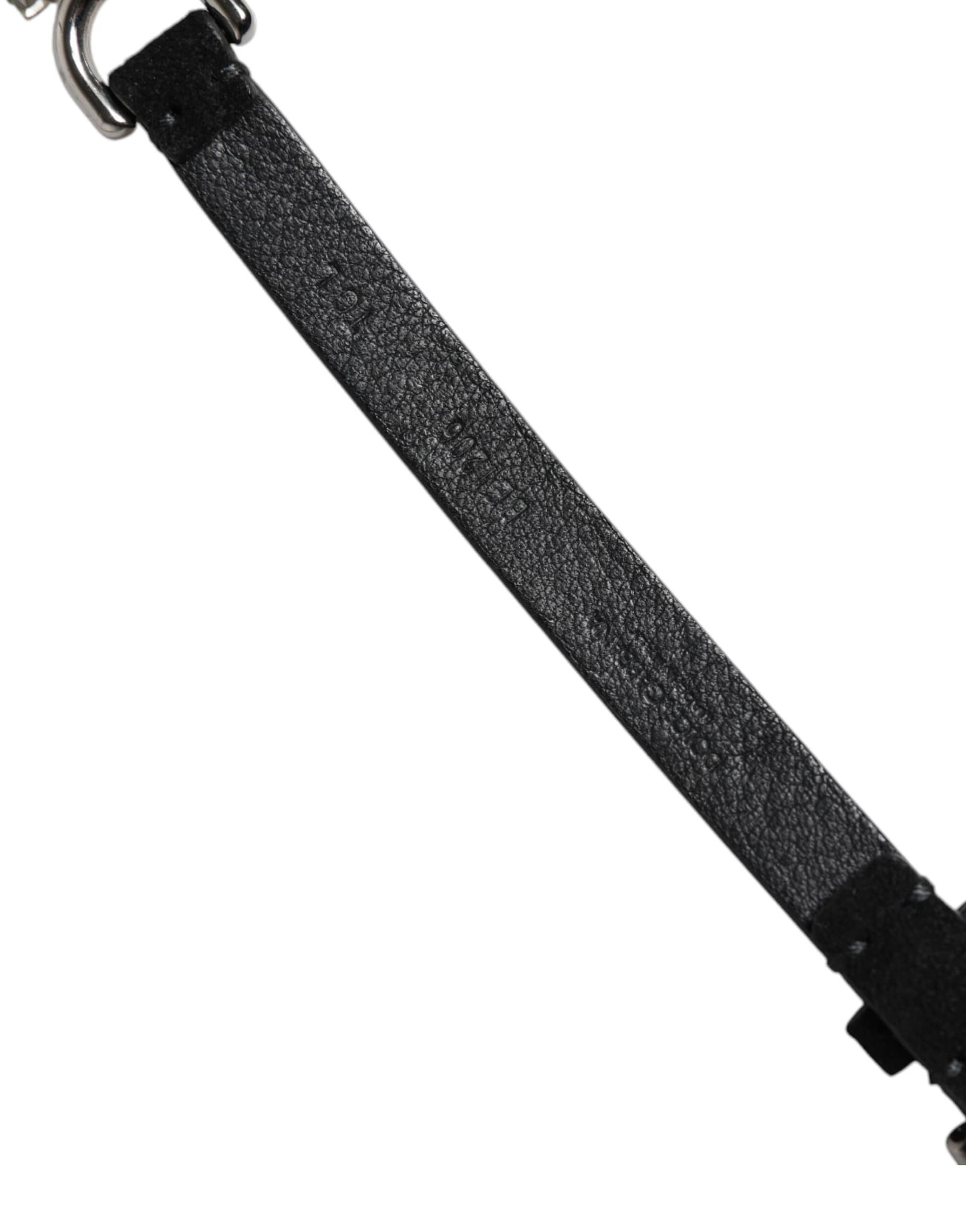 Dolce & Gabbana Black Leather Daisy Crystal Embellish Waist Belt - Image 6