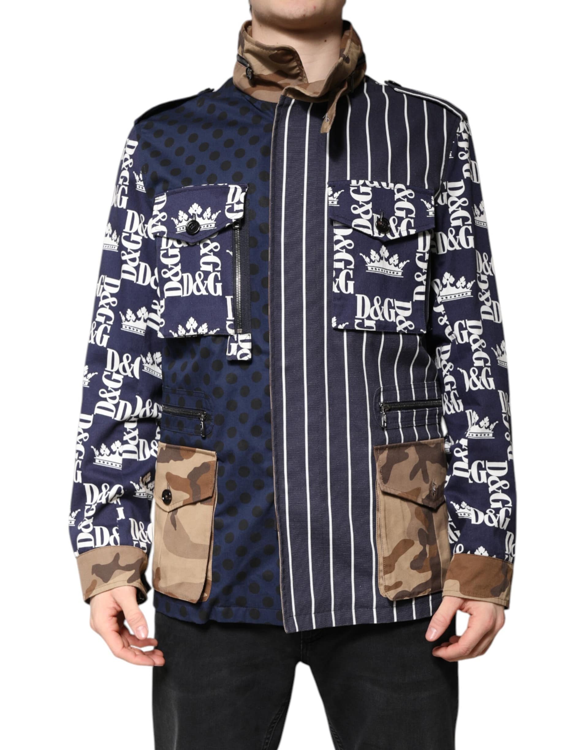 Dolce & Gabbana Multicolor Cotton Logo Patchwork Coat Jacket - Image 2