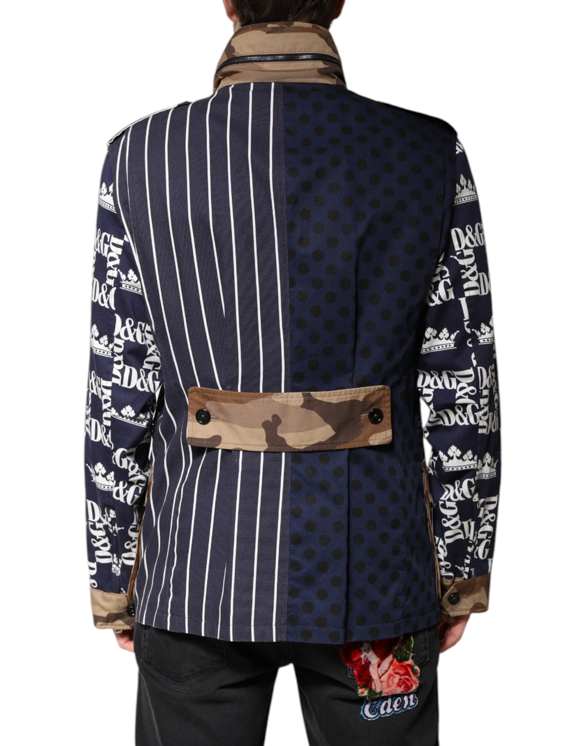 Dolce & Gabbana Multicolor Cotton Logo Patchwork Coat Jacket - Image 4