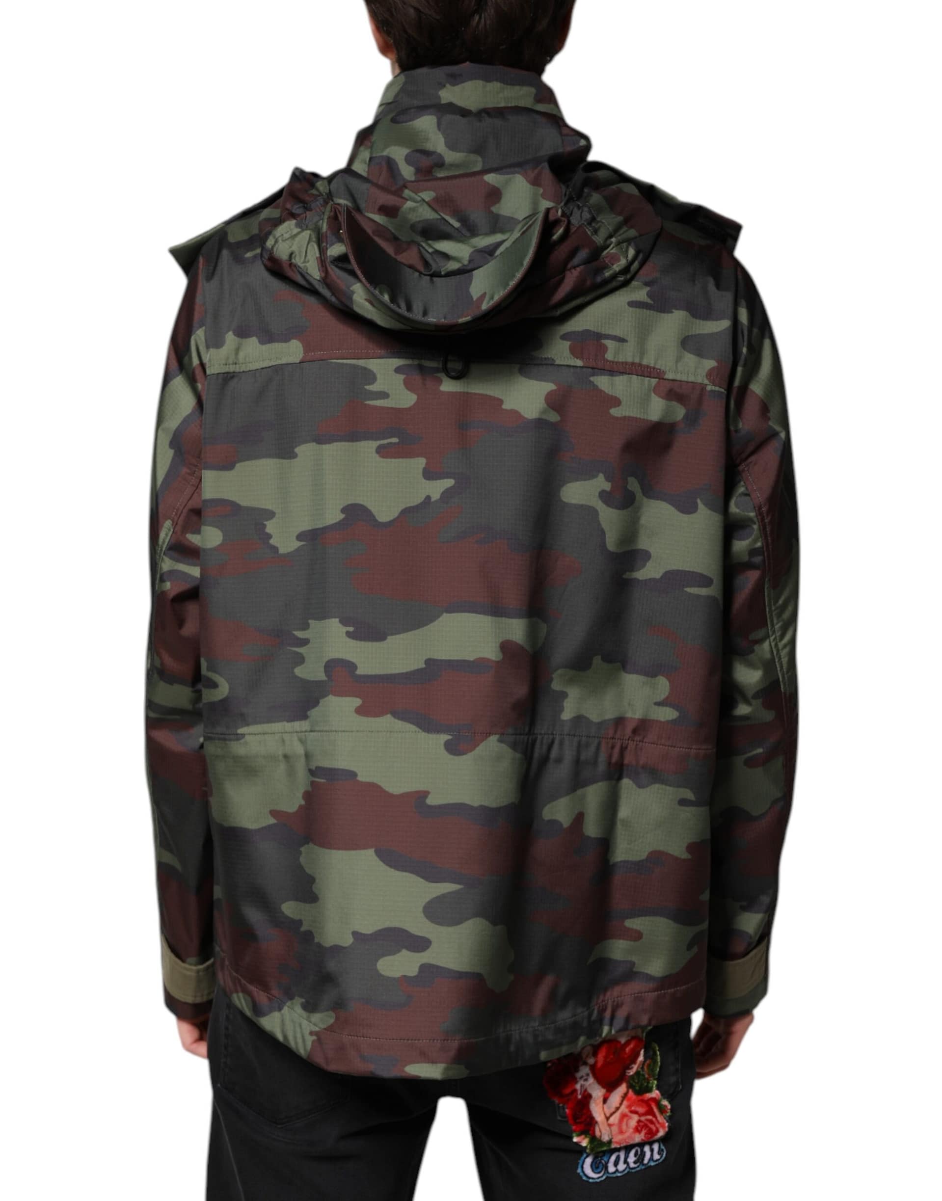 Dolce & Gabbana Multicolor Camouflage Button Hooded Jacket - Image 4