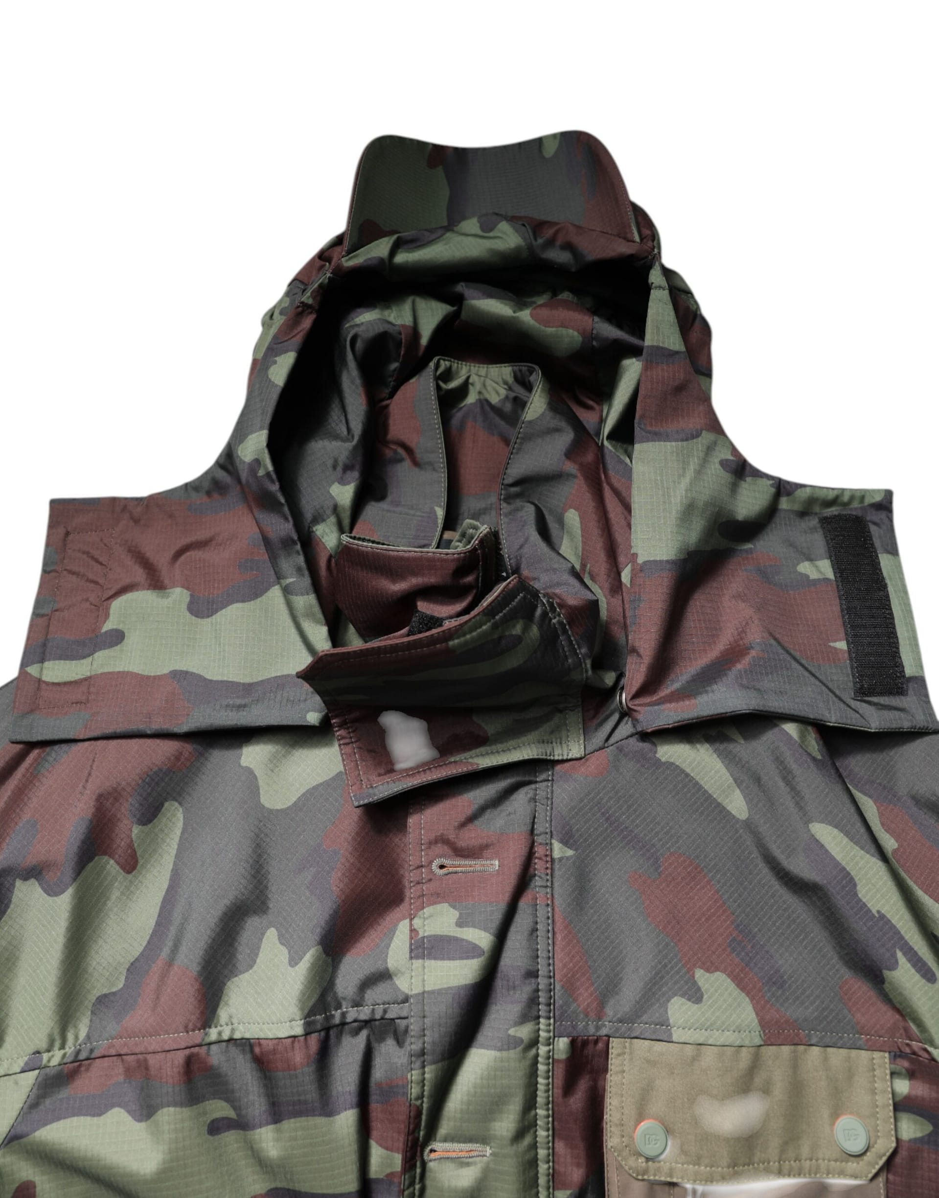 Dolce & Gabbana Multicolor Camouflage Button Hooded Jacket - Image 5