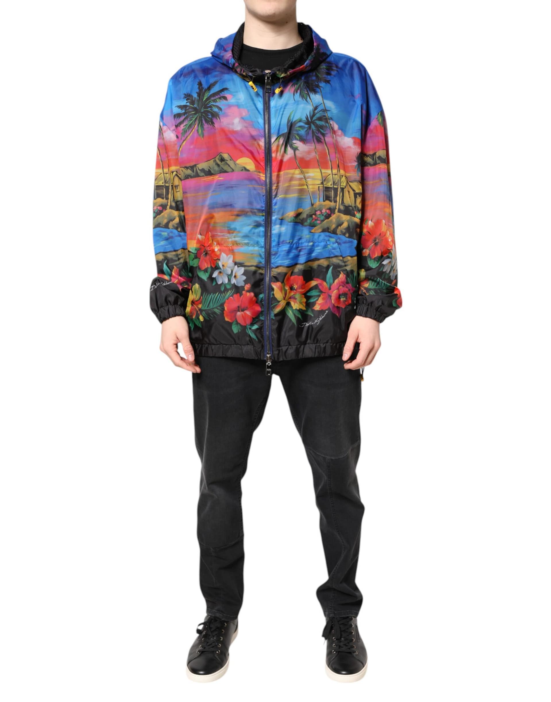 Dolce & Gabbana Multicolor Print Hooded Windbreaker Jacket - Image 2