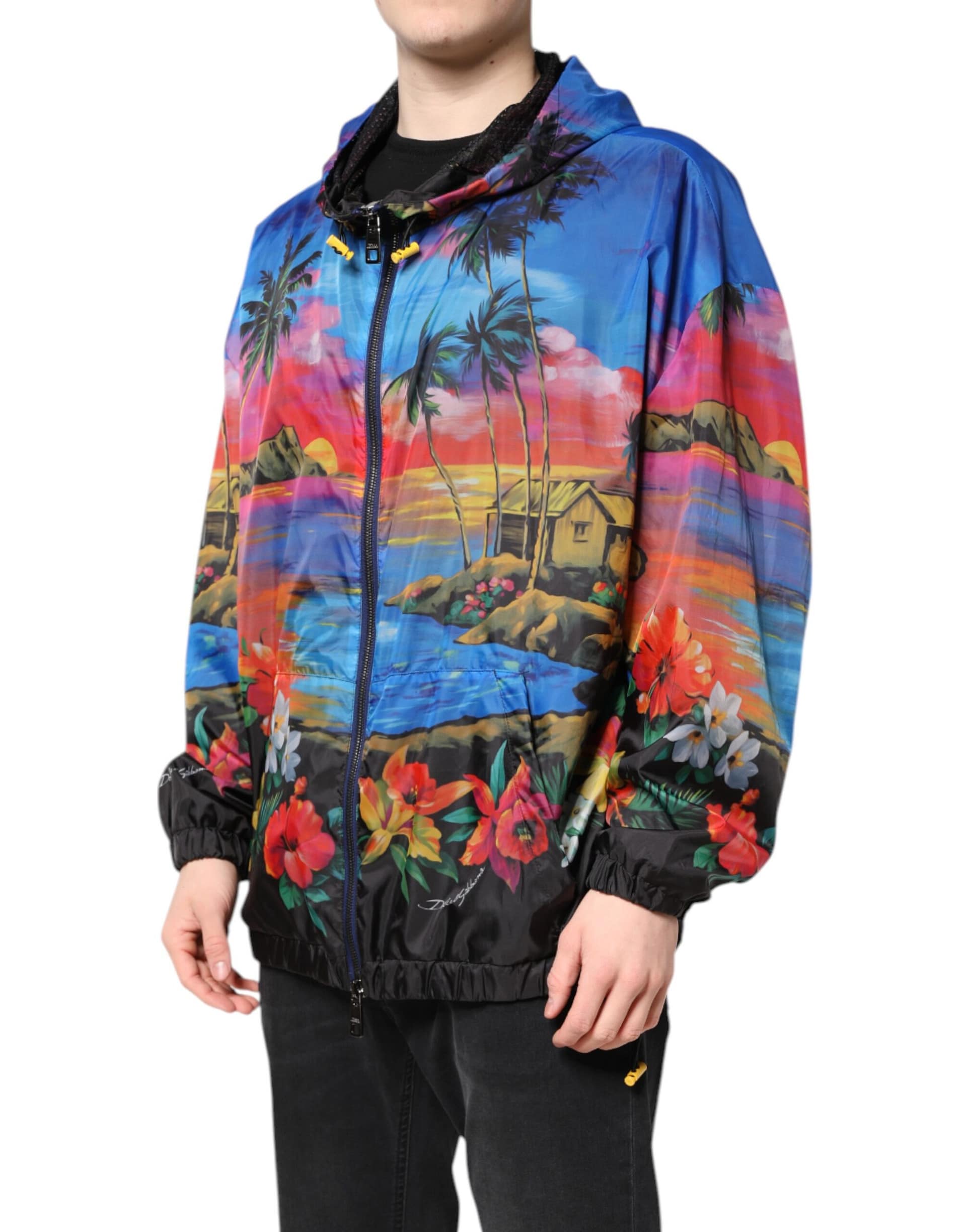 Dolce & Gabbana Multicolor Print Hooded Windbreaker Jacket - Image 3