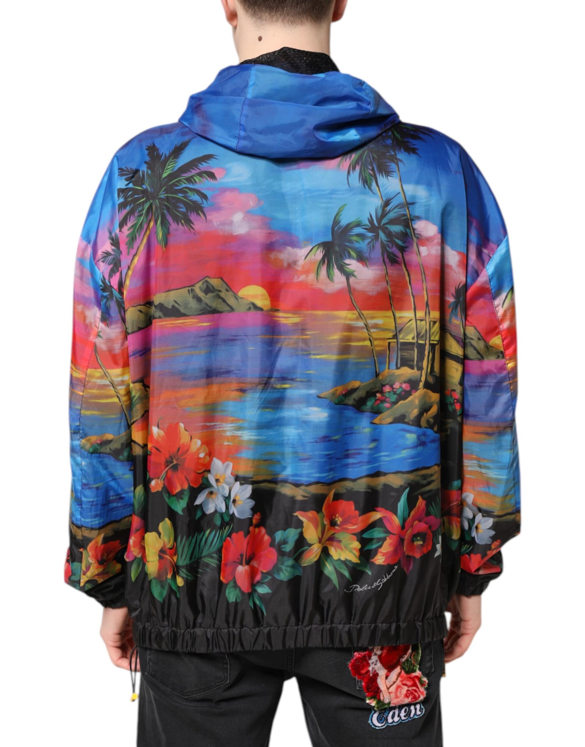 Dolce & Gabbana Multicolor Print Hooded Windbreaker Jacket - Image 4