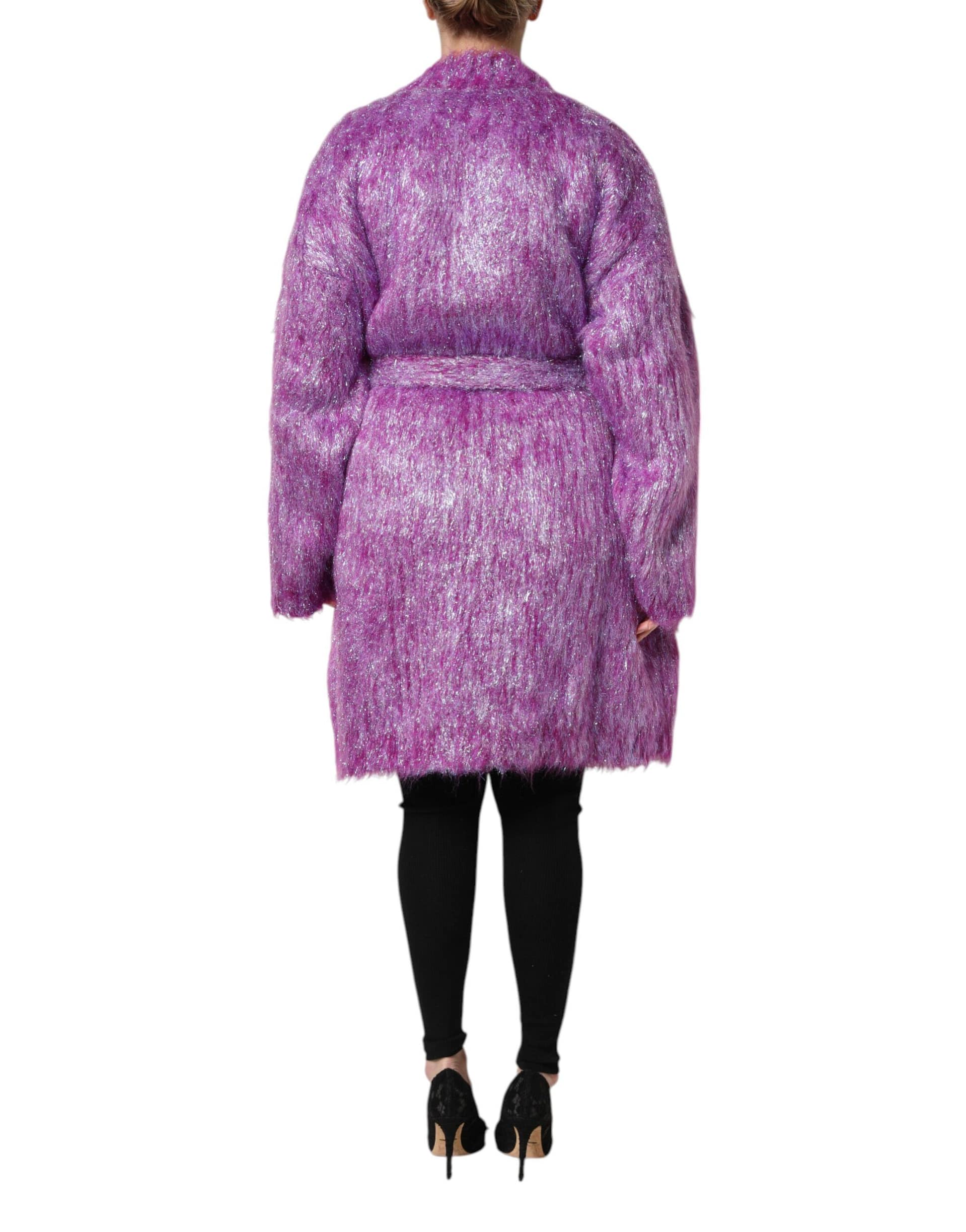 Dolce & Gabbana Purple Button Embellished Trench Coat Jacket - Image 4