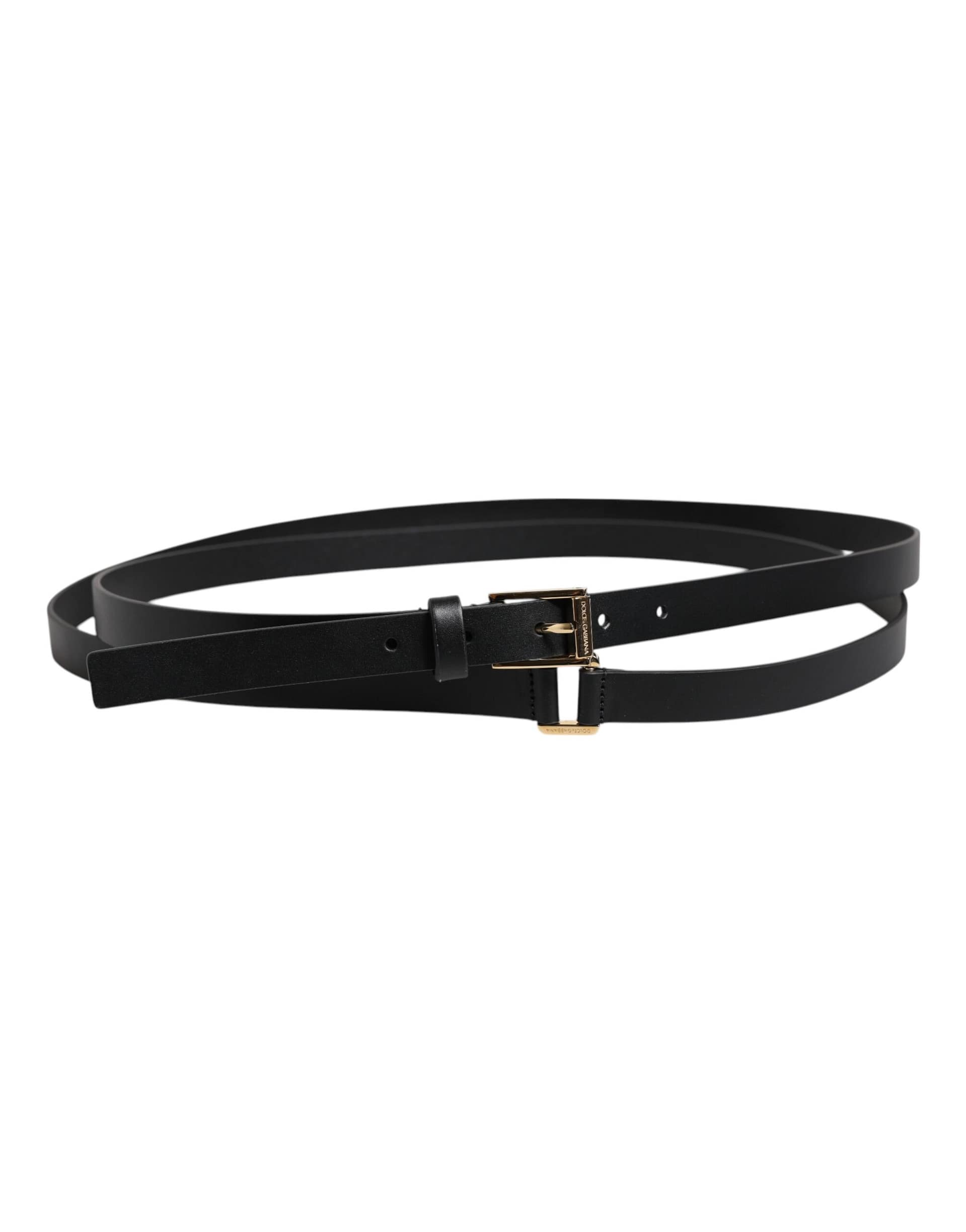 Dolce & Gabbana Black Classic Gold Metal Logo Buckle Belt - Image 3
