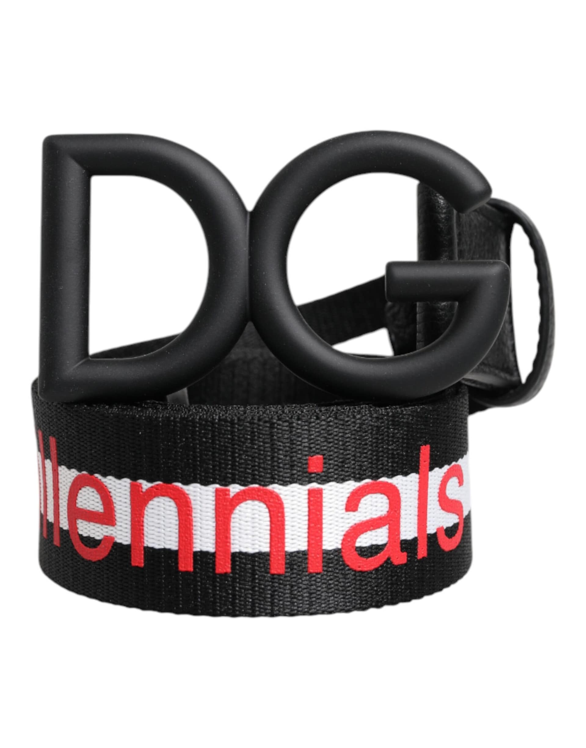 Dolce & Gabbana Black Polyester Logo Print DG Buckle Belt - Image 2