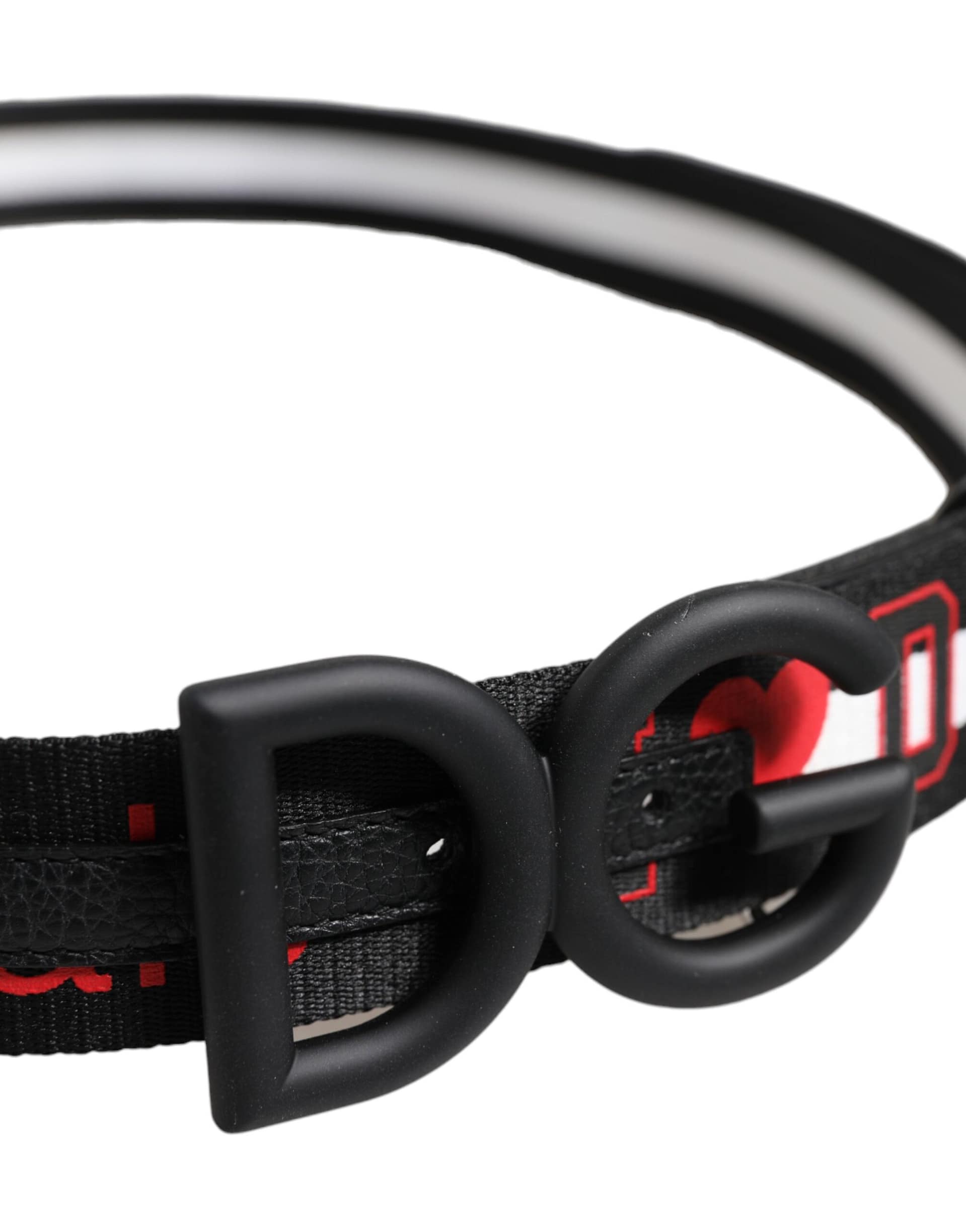 Dolce & Gabbana Black Polyester Logo Print DG Buckle Belt - Image 4