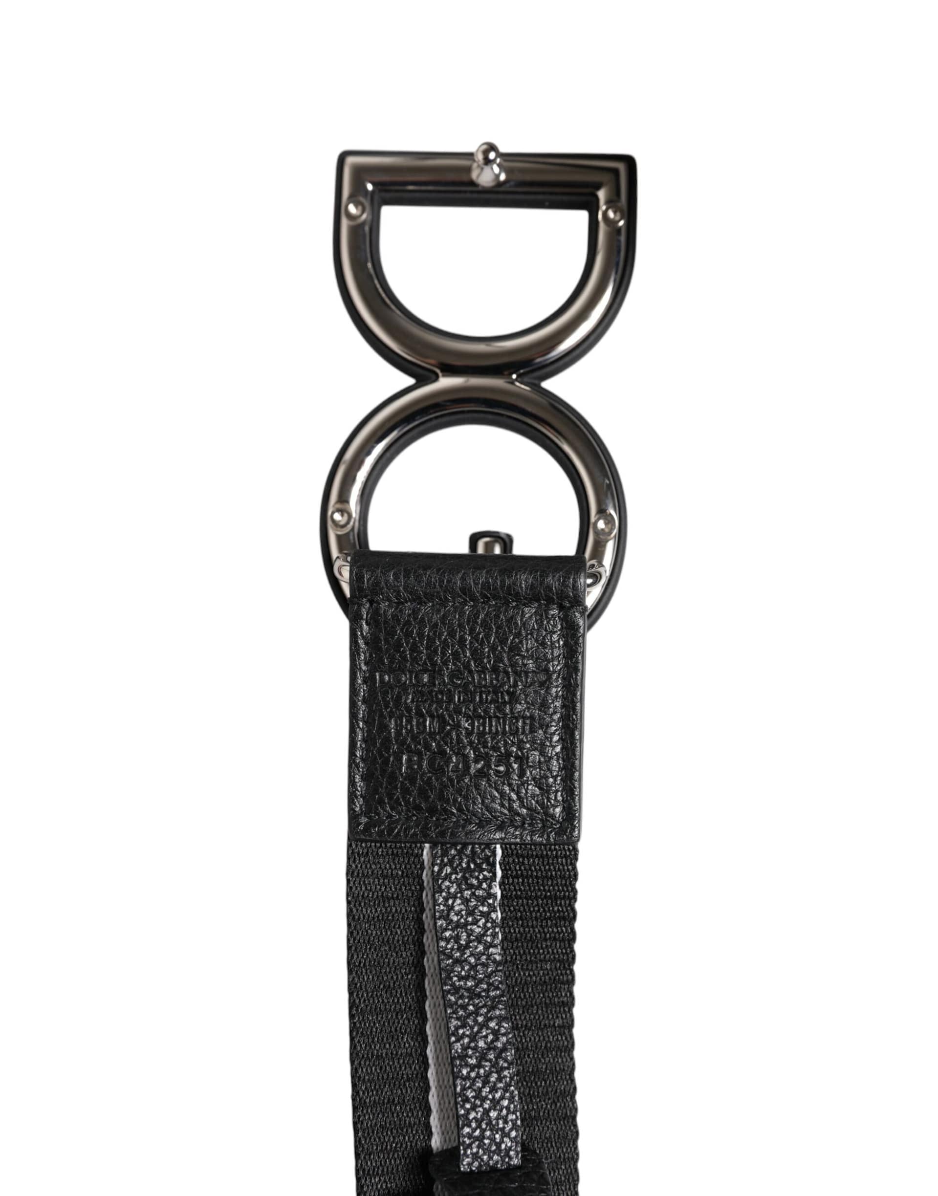 Dolce & Gabbana Black Polyester Logo Print DG Buckle Belt - Image 5