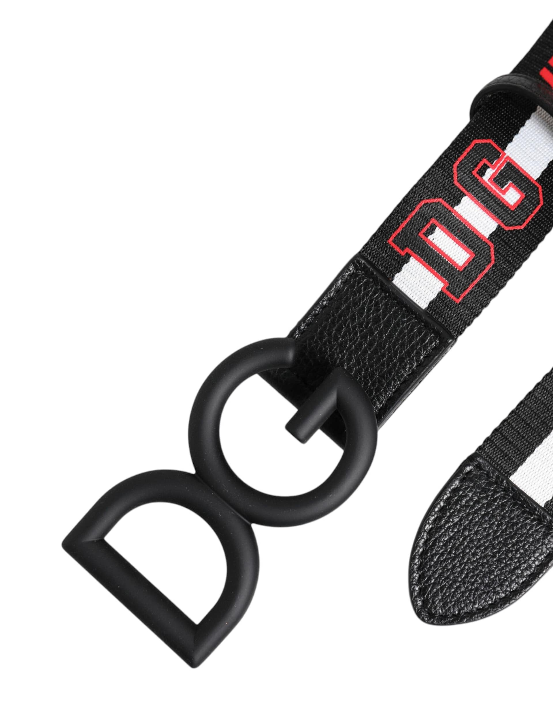 Dolce & Gabbana Black Polyester Logo Print DG Buckle Belt - Image 7