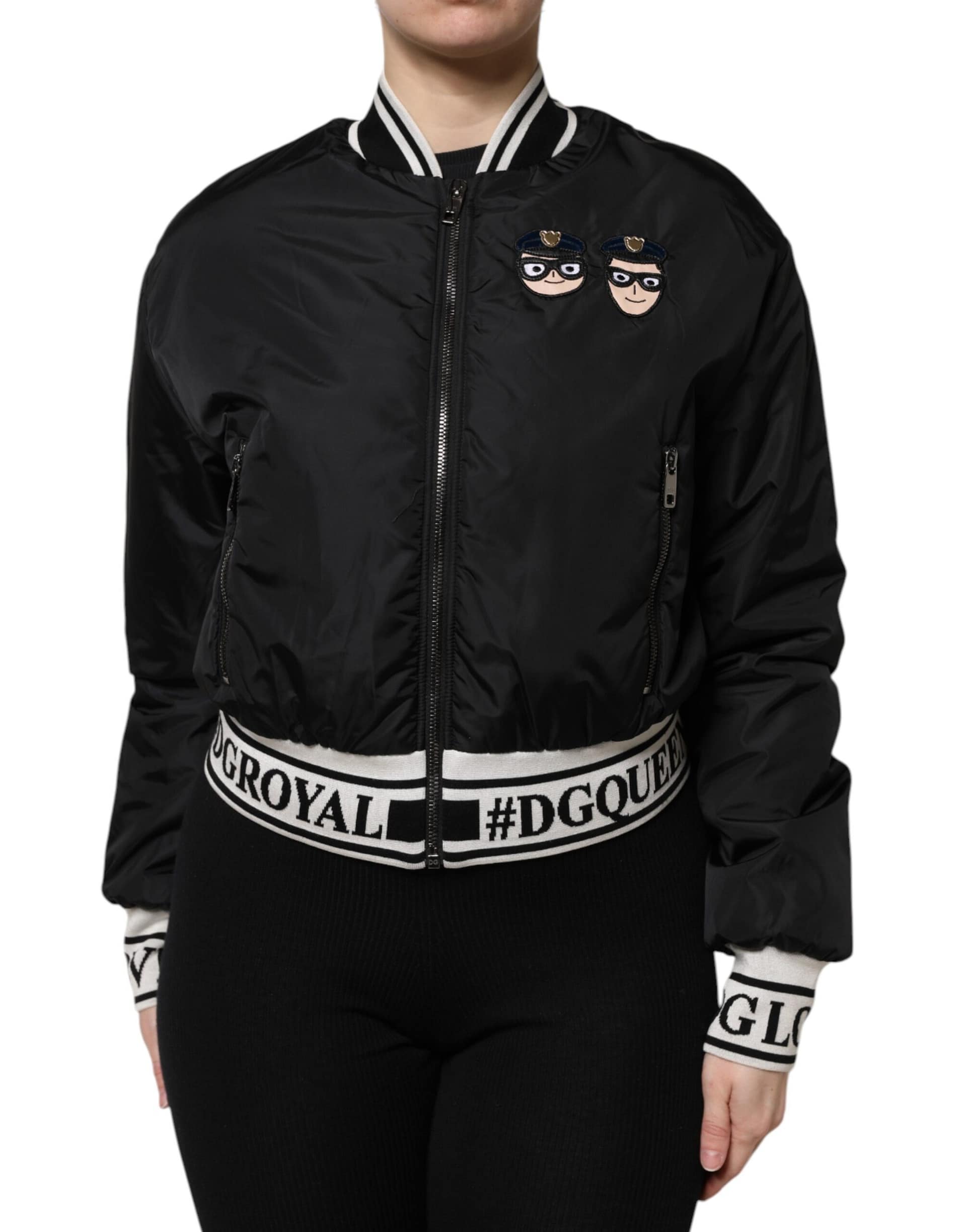 Dolce & Gabbana Black Nylon #DGFamily Full Zip Bomber Jacket - Image 2