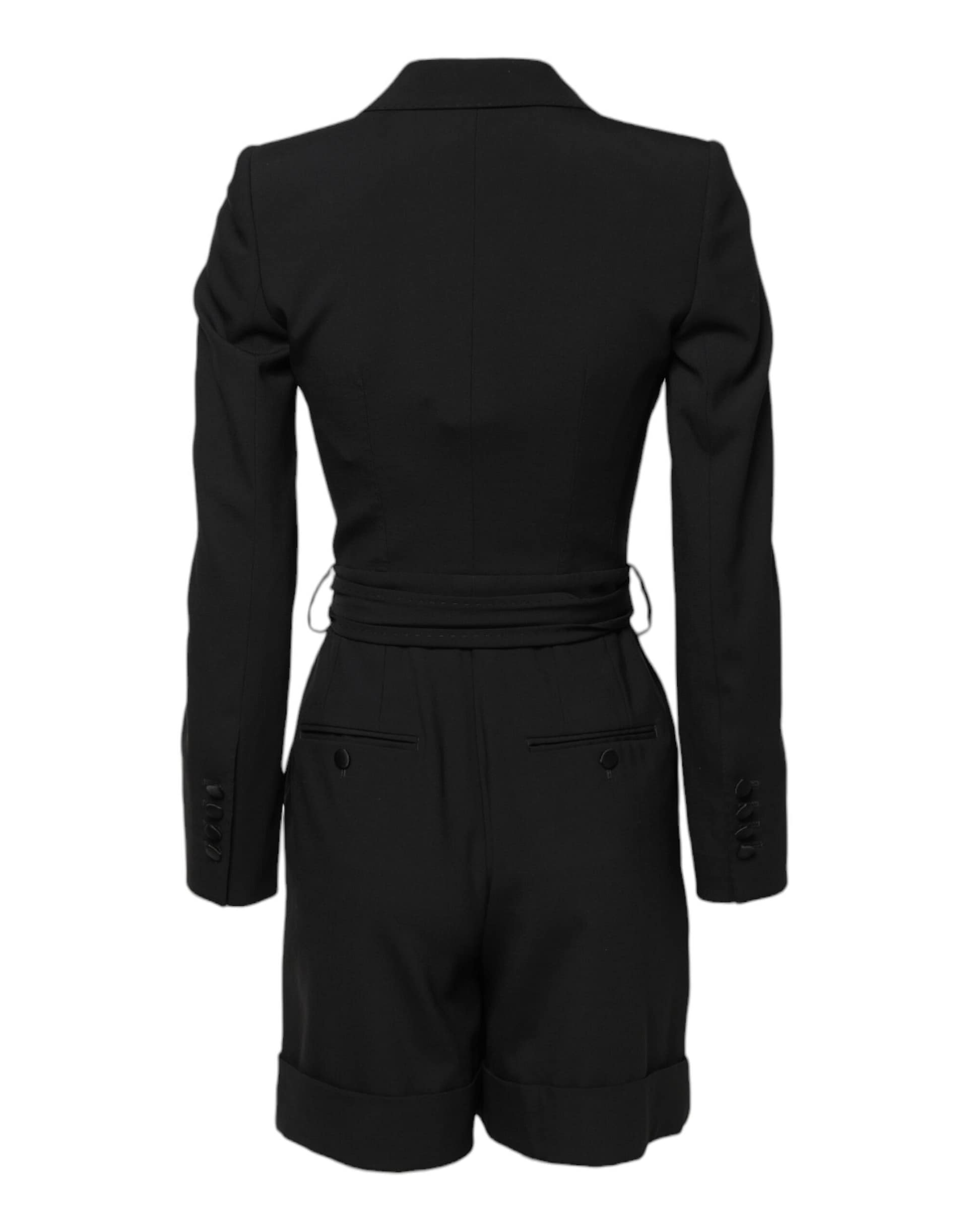 Dolce & Gabbana Black Wool Jumpsuit Dress Women Coat Jacket - Image 3