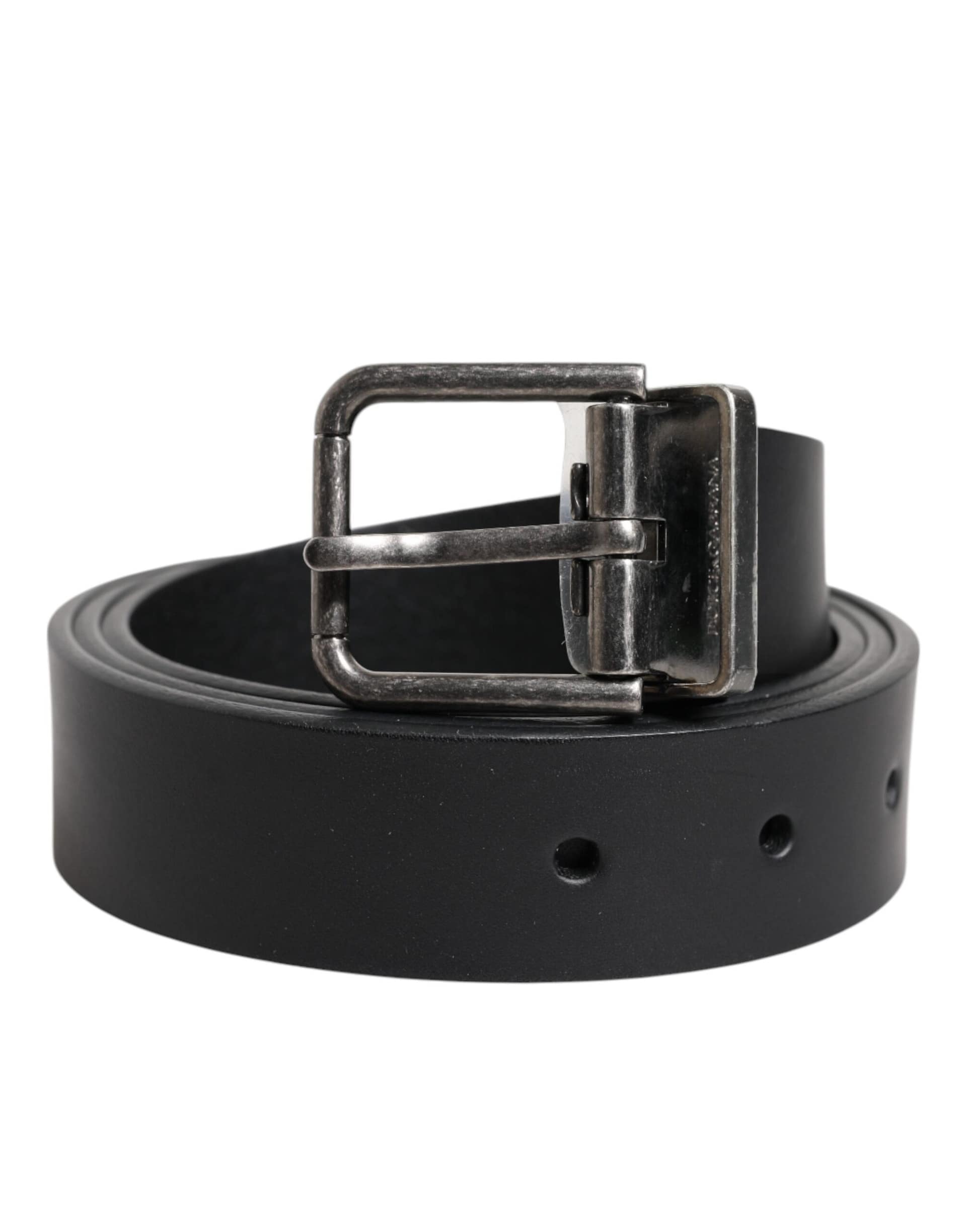 Dolce & Gabbana Black Classic Leather Metal Buckle Belt - Image 2