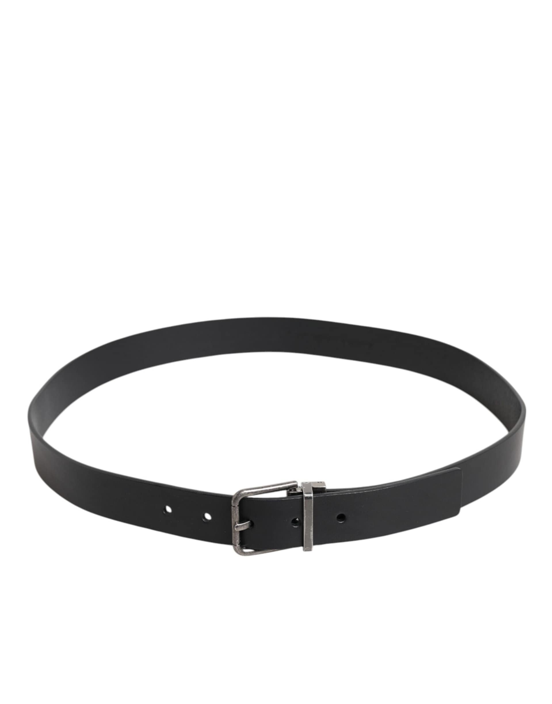 Dolce & Gabbana Black Classic Leather Metal Buckle Belt - Image 3