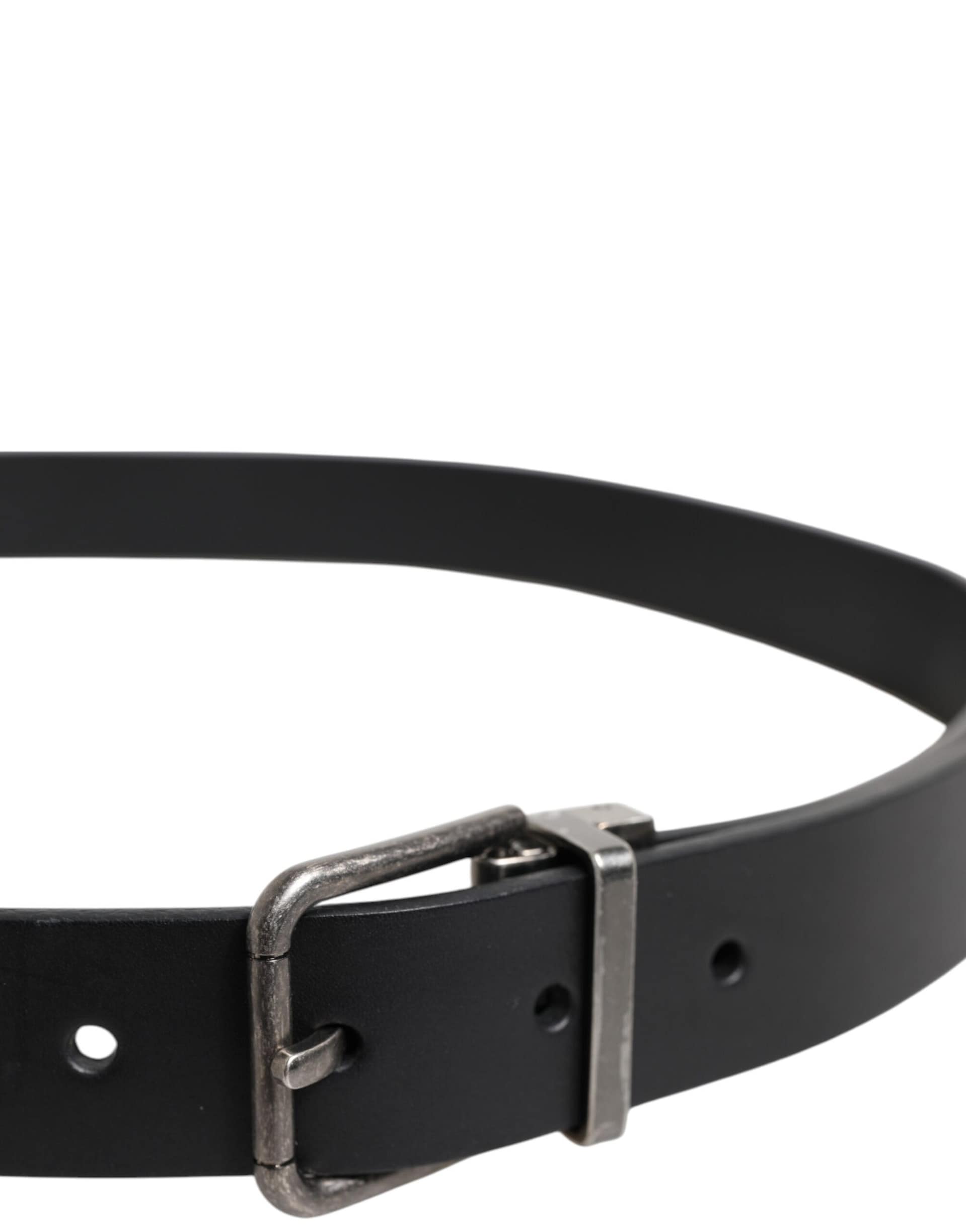 Dolce & Gabbana Black Classic Leather Metal Buckle Belt - Image 4