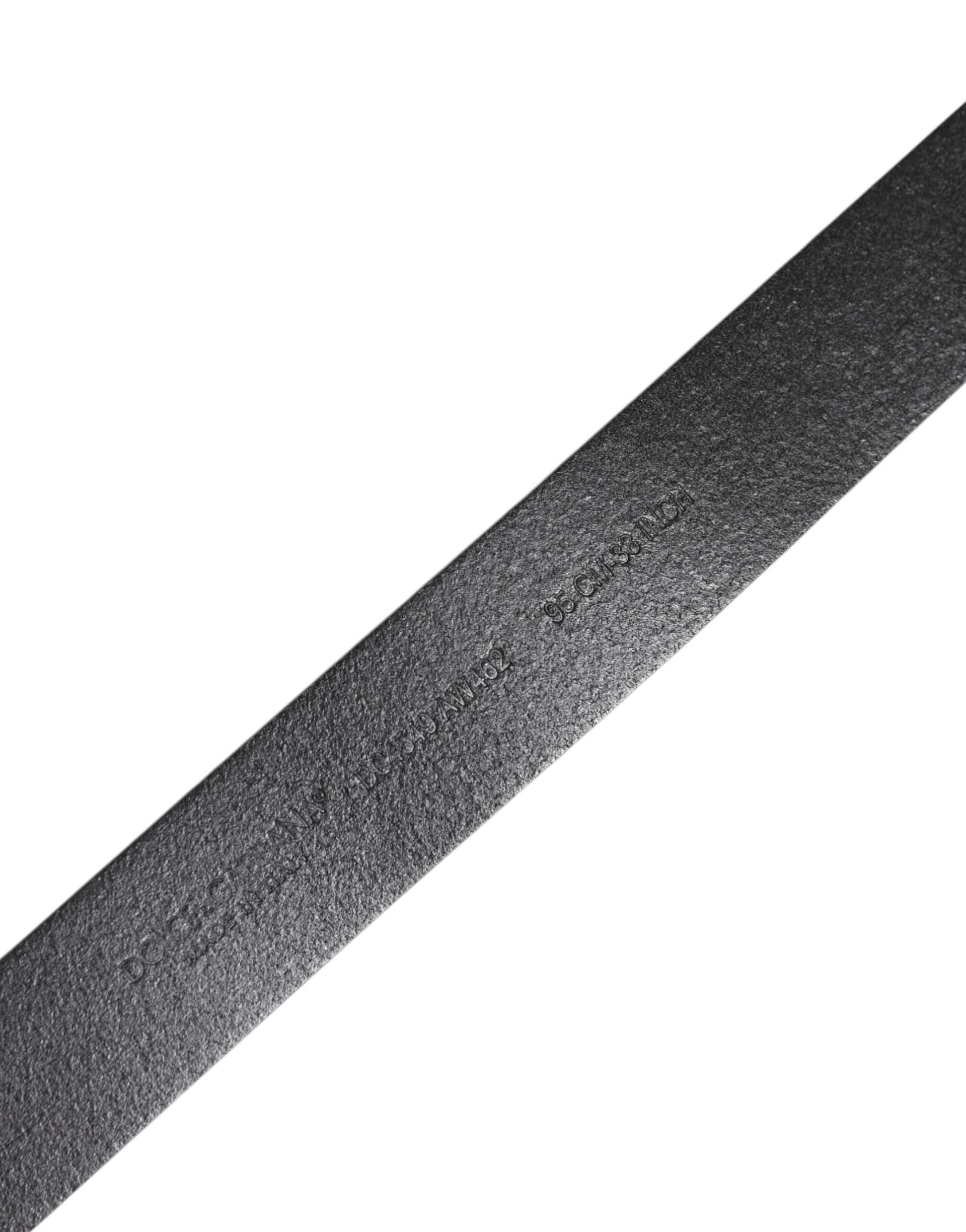 Dolce & Gabbana Black Classic Leather Metal Buckle Belt - Image 5