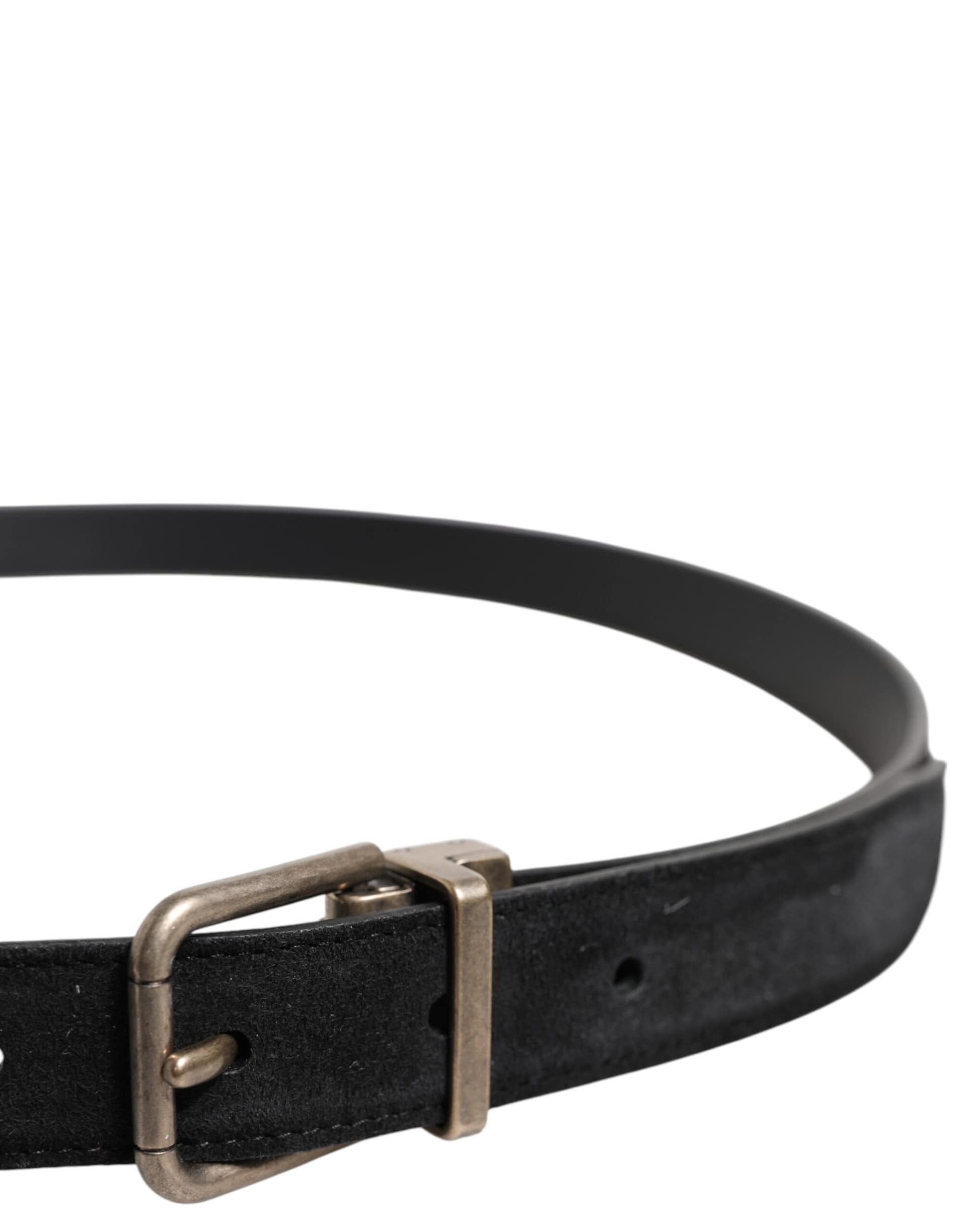 Dolce & Gabbana Black Calf Leather Classic Metal Buckle Belt - Image 4