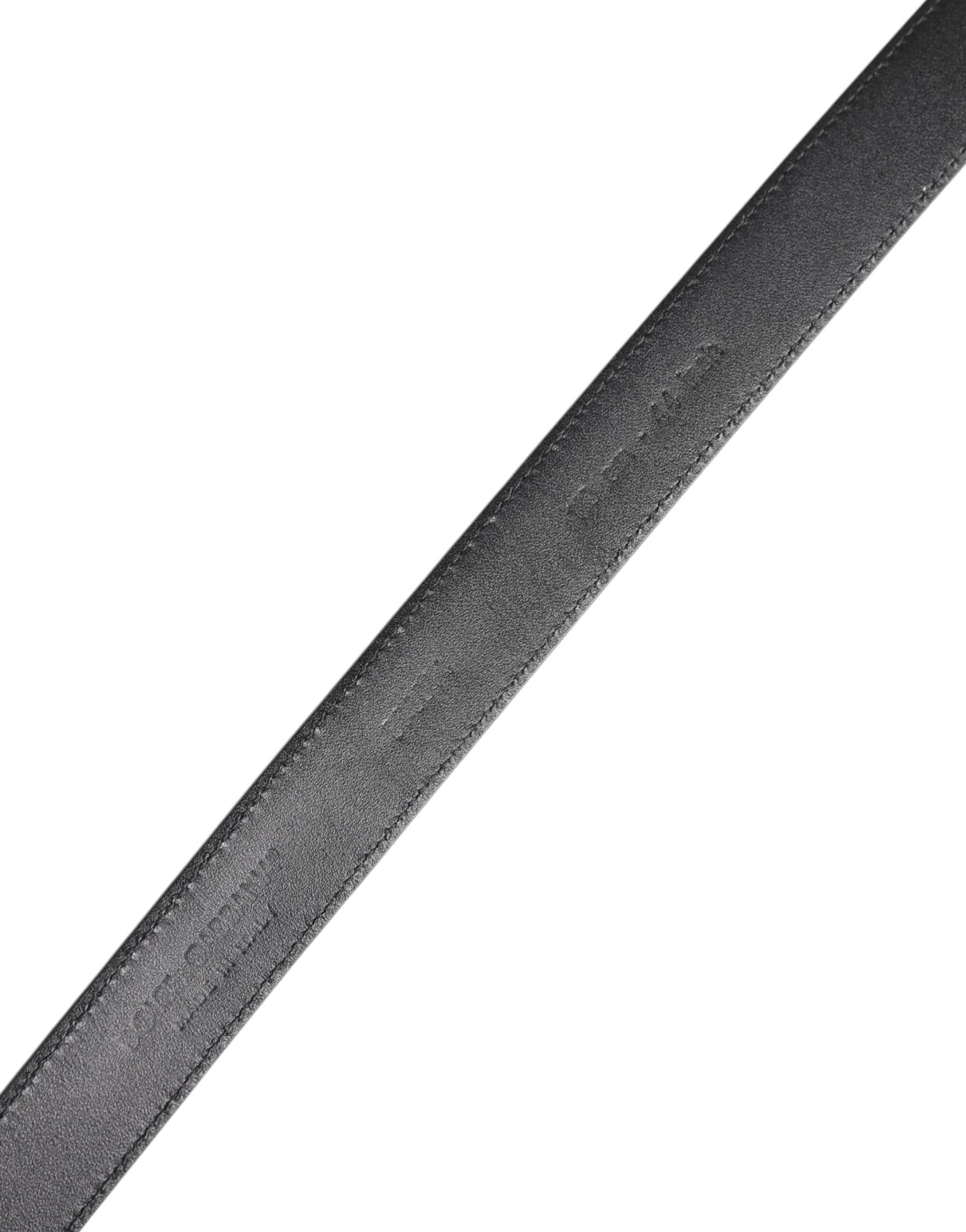 Dolce & Gabbana Black Calf Leather Classic Metal Buckle Belt - Image 5