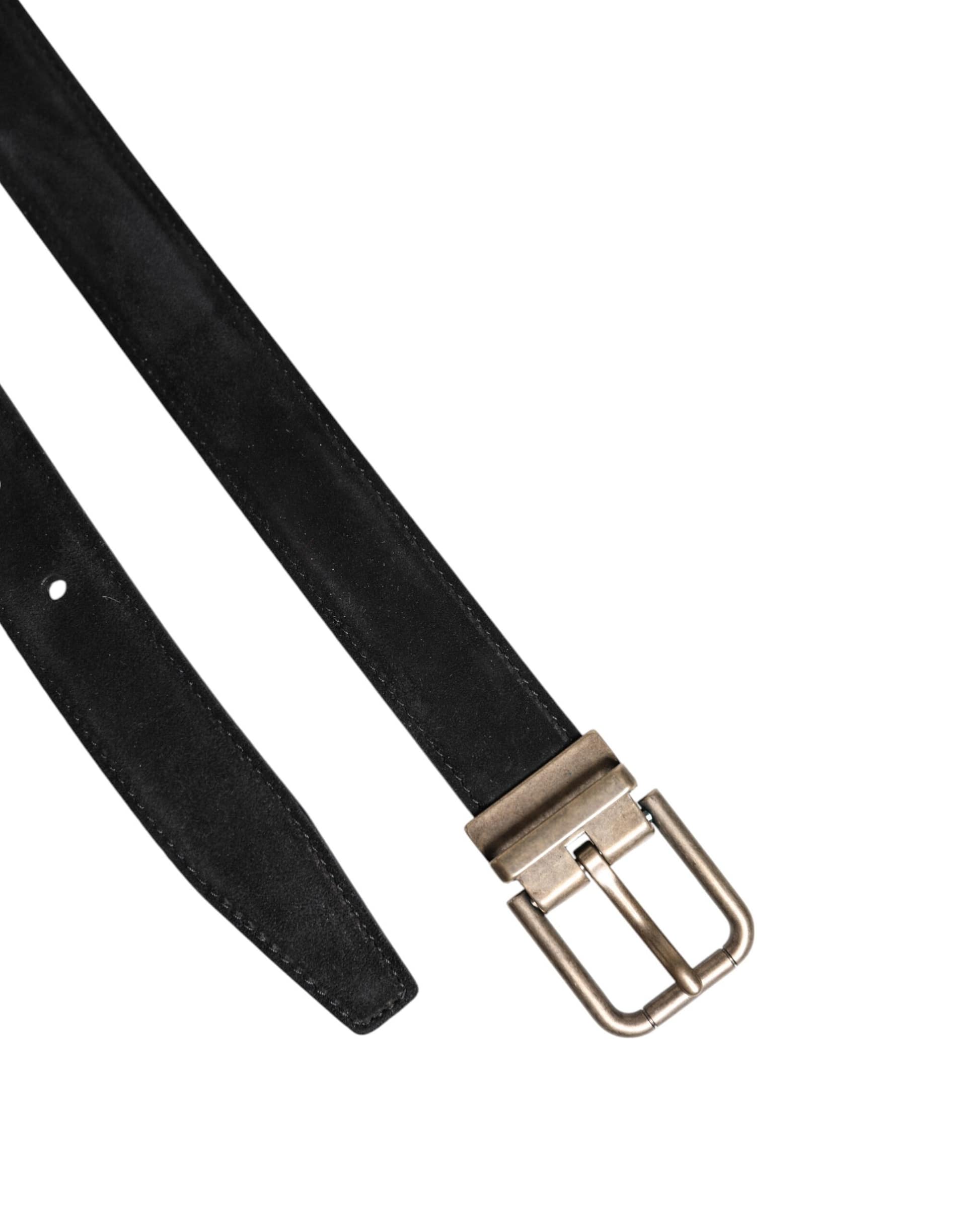 Dolce & Gabbana Black Calf Leather Classic Metal Buckle Belt - Image 6