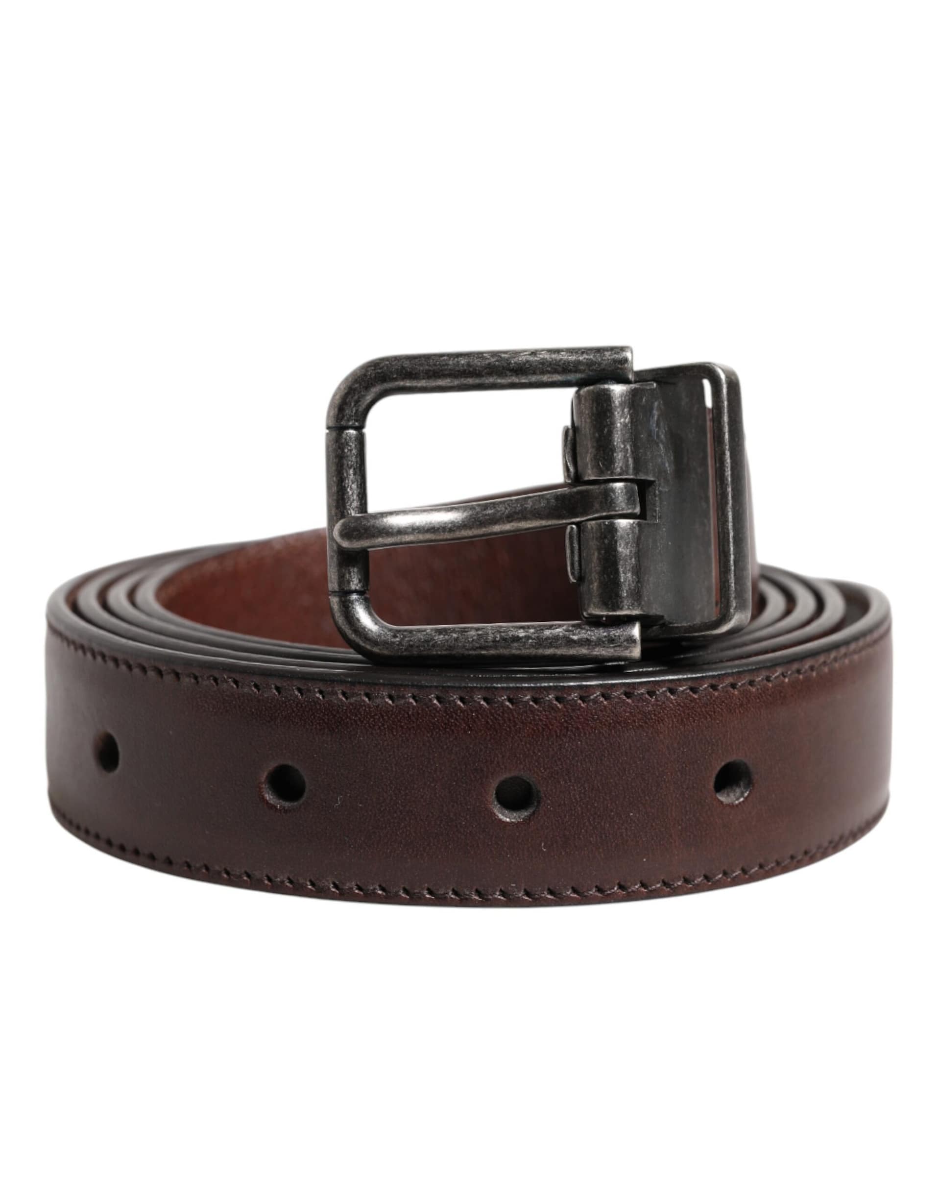 Dolce & Gabbana Brown Classic Calf Leather Metal Buckle Belt - Image 2